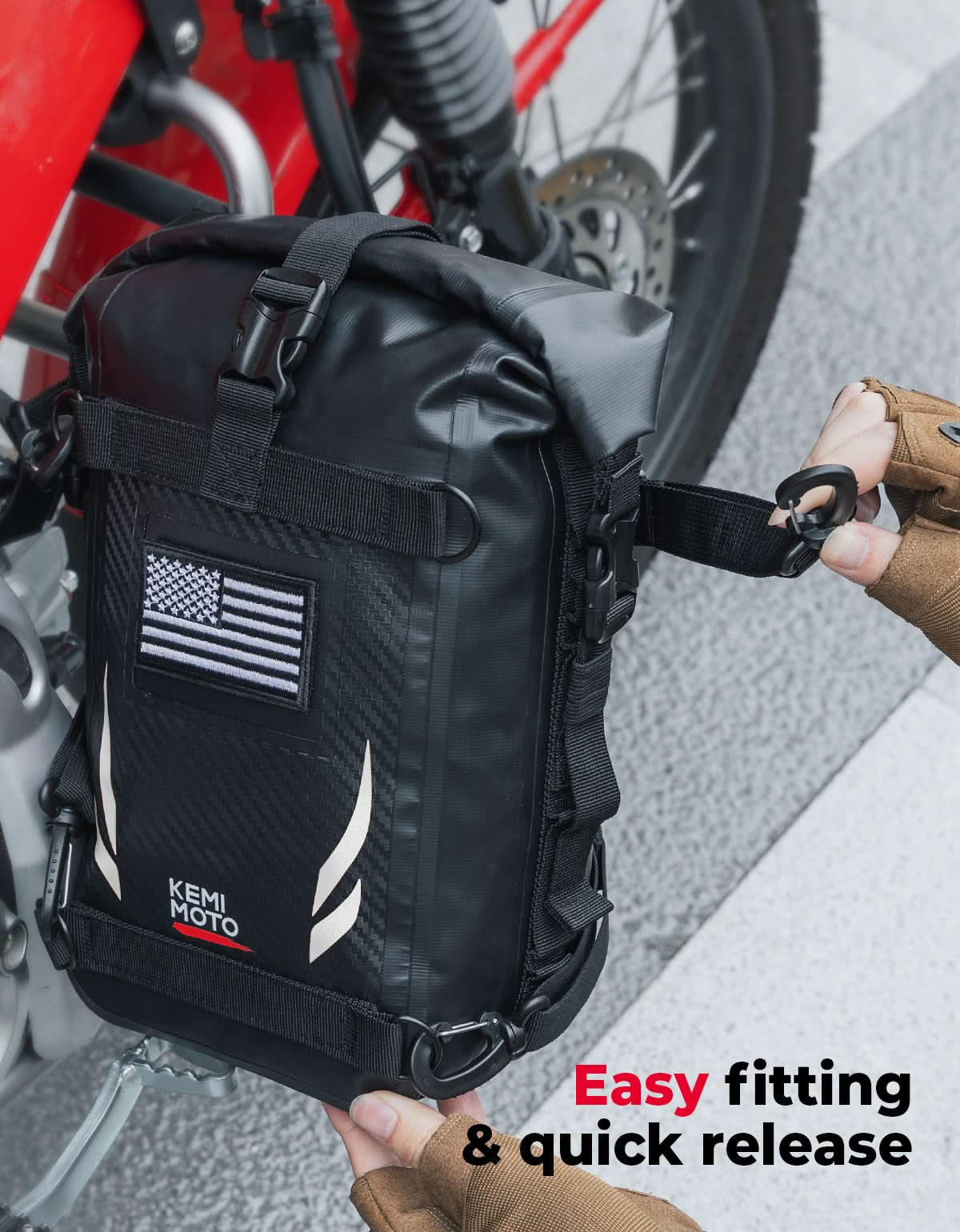 Kemimoto Borsa Codone Moto Impermeabile 6,5L Grigia