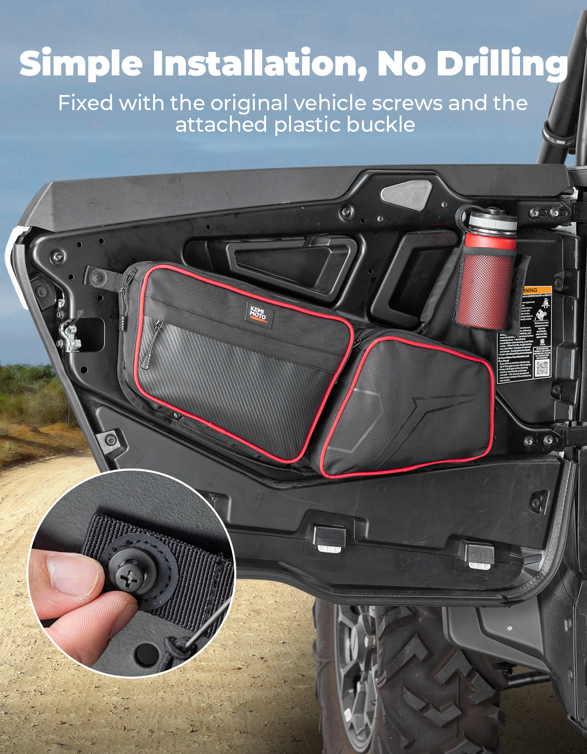 Kemimoto RZR XP 1000 borse portiera UTV rosse 14L impermeabili