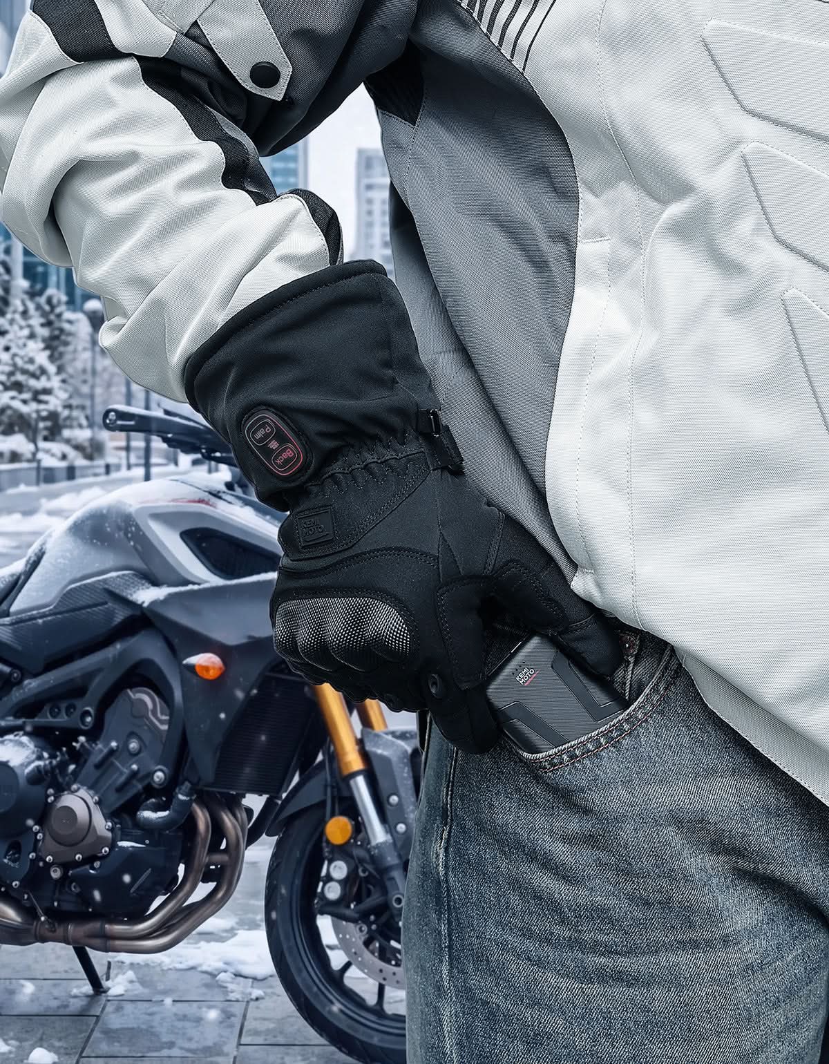 Kemimoto Guanti Moto Riscaldati 3000mAh Doppia Zona