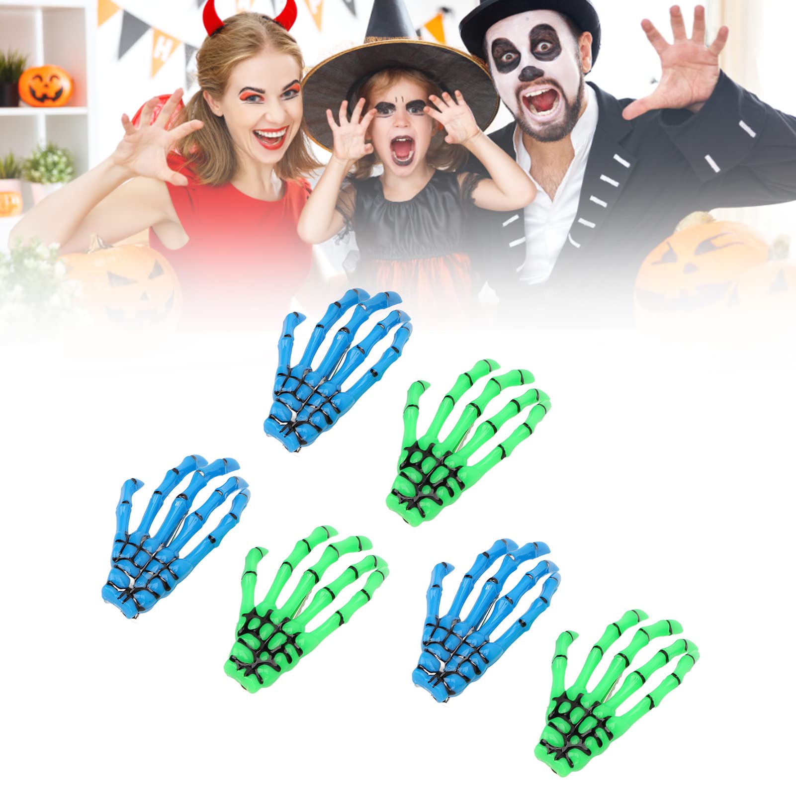 Kuuleyn Halloween fermagli capelli scheletro 6 pezzi blu verde