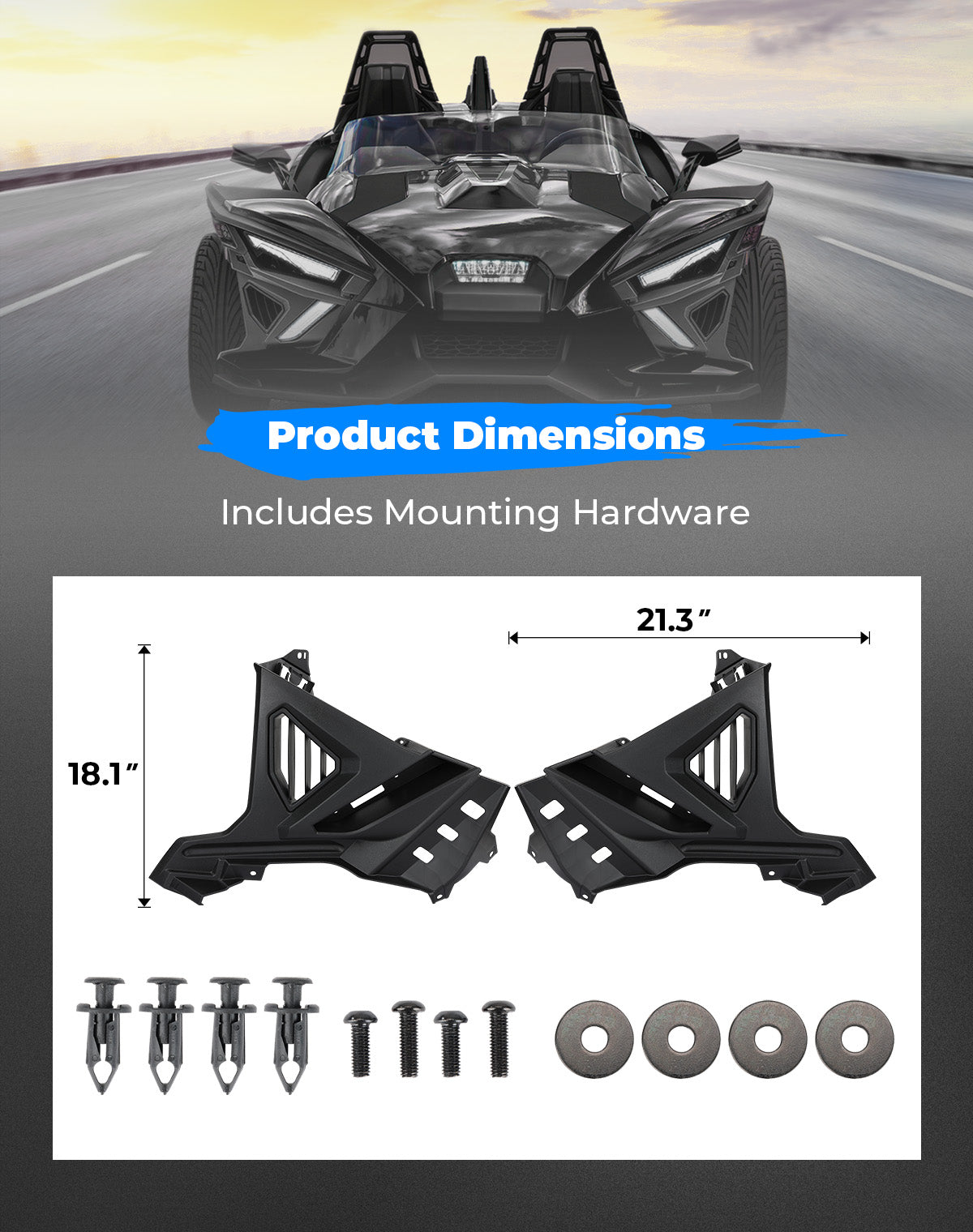 Kemimoto Slingshot B1501-00301BK kit pannelli neri 2 pezzi