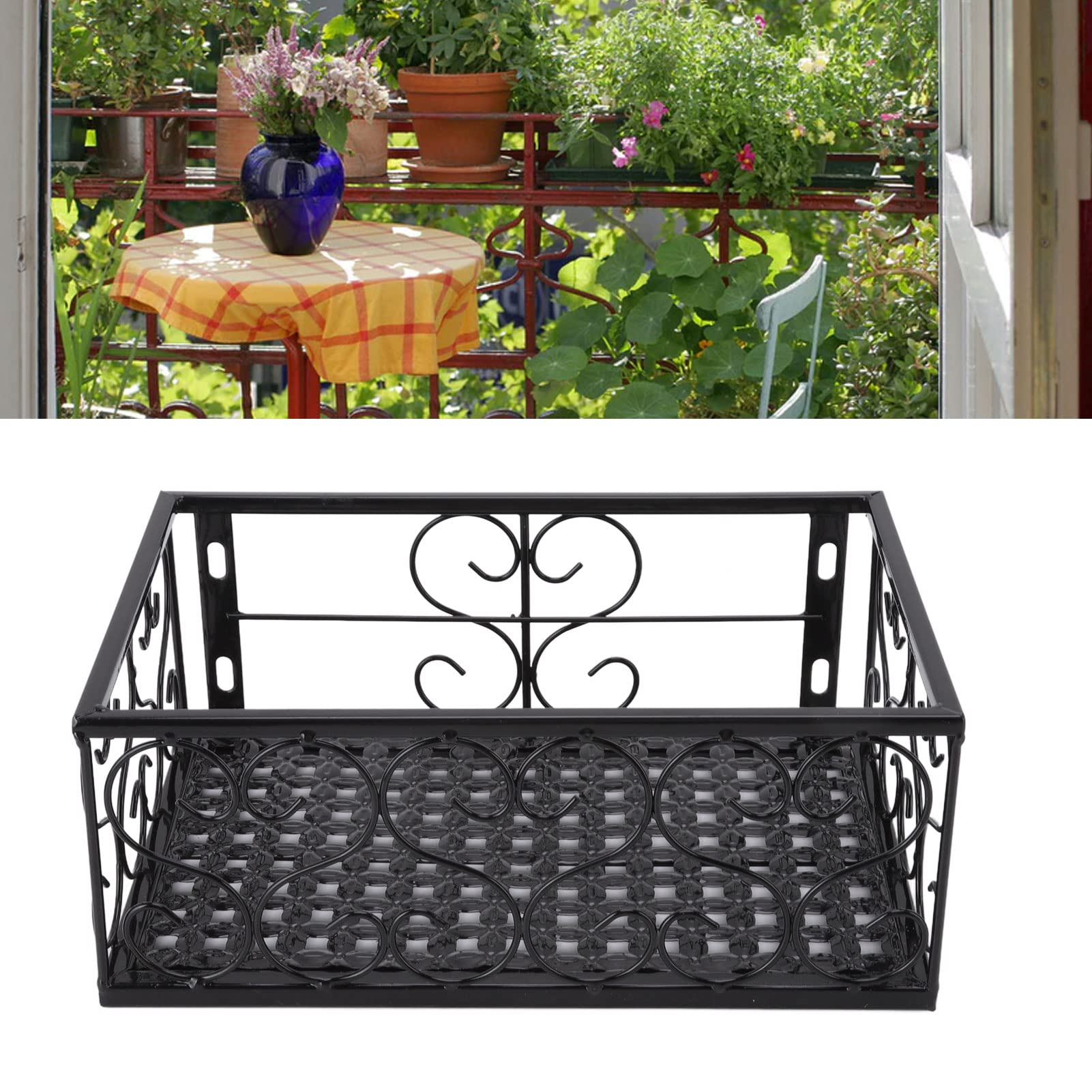 Hapivida cesto fiori ringhiera ferro nero 30 cm 6,5 cm