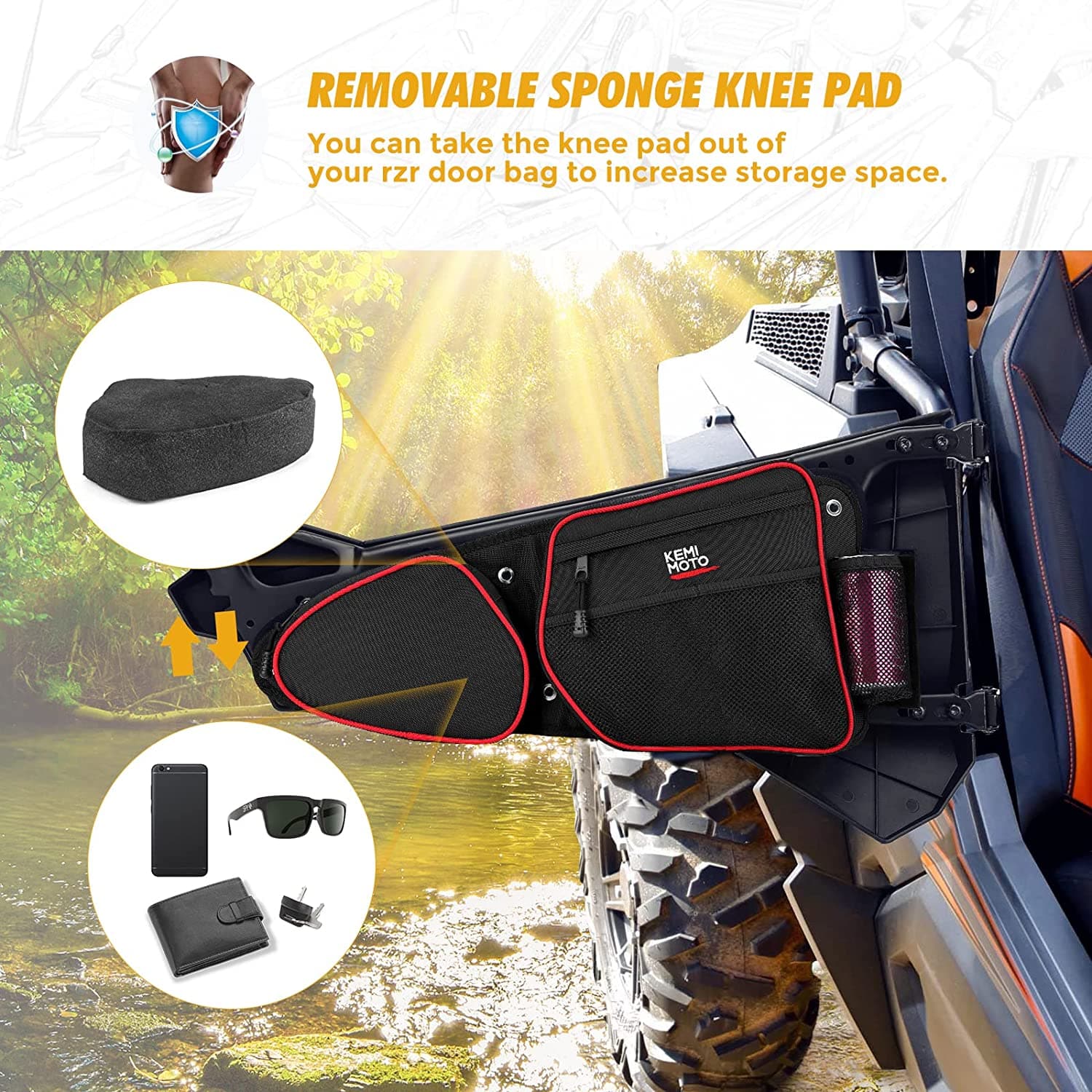 KEMIMOTO RZR XP 1000 borse portiera + centrale rosse