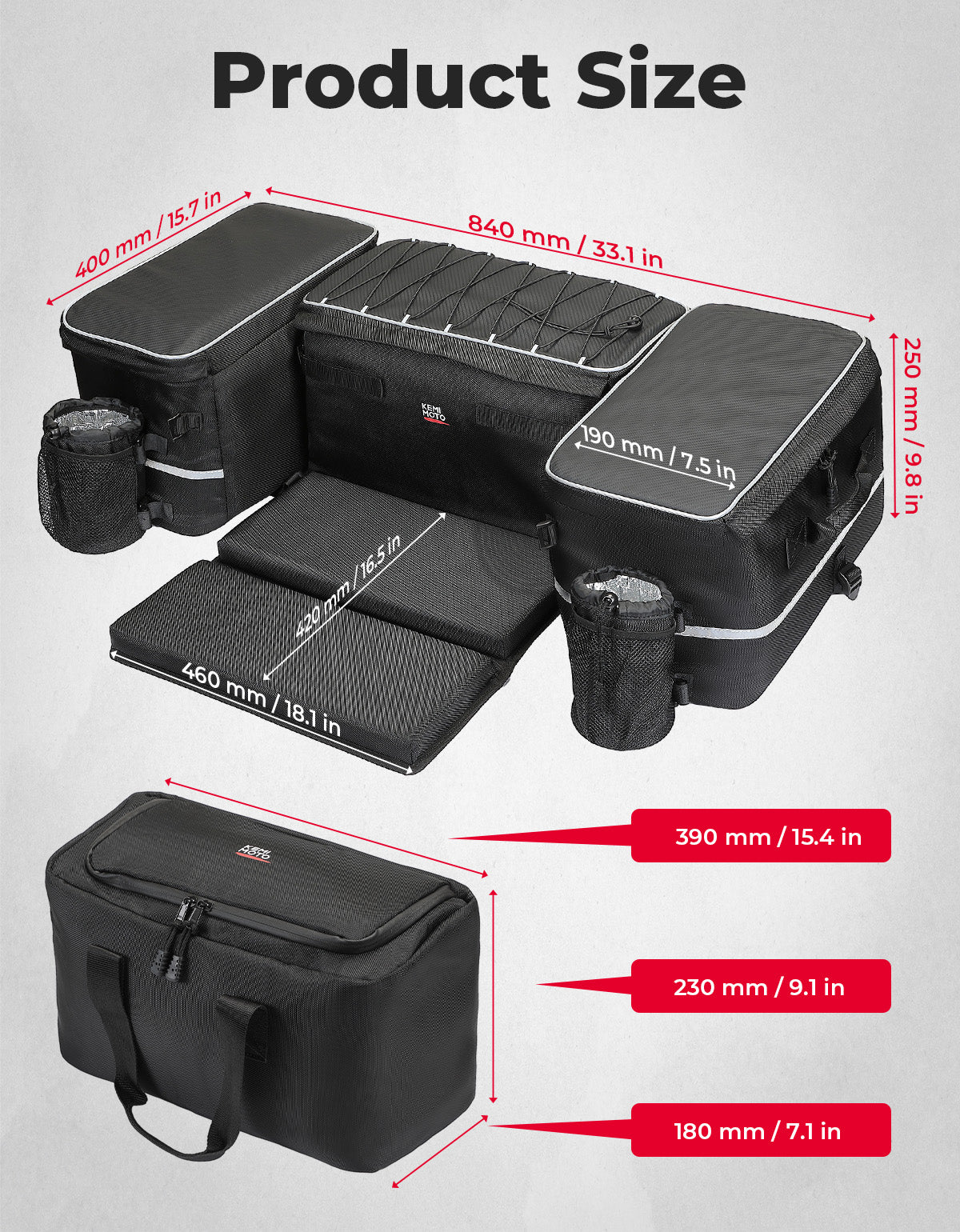 KEMIMOTO Borsa Posteriore ATV 71L con Frigo Impermeabile