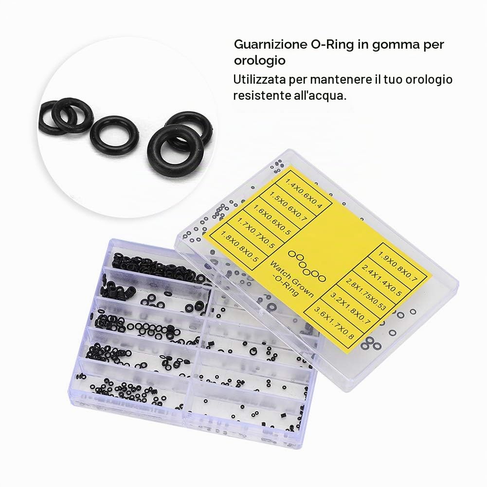 Hapivida Guarnizioni O-Ring in Gomma per Orologi 500 Pezzi