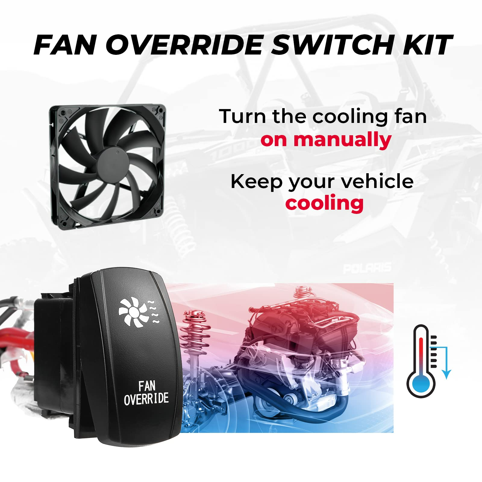 KEMIMOTO kit interruttore ventola 12V con relè per Polaris Can-Am