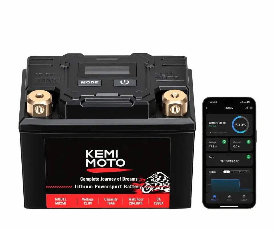 KEMIMOTO batteria LiFePO4 12V 16Ah moto ATV wireless