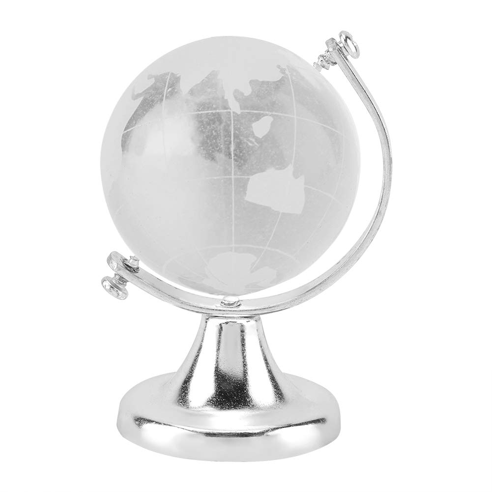 Hapivida Mini Mappamondo Cristallo 6,5 cm Argento Vetro