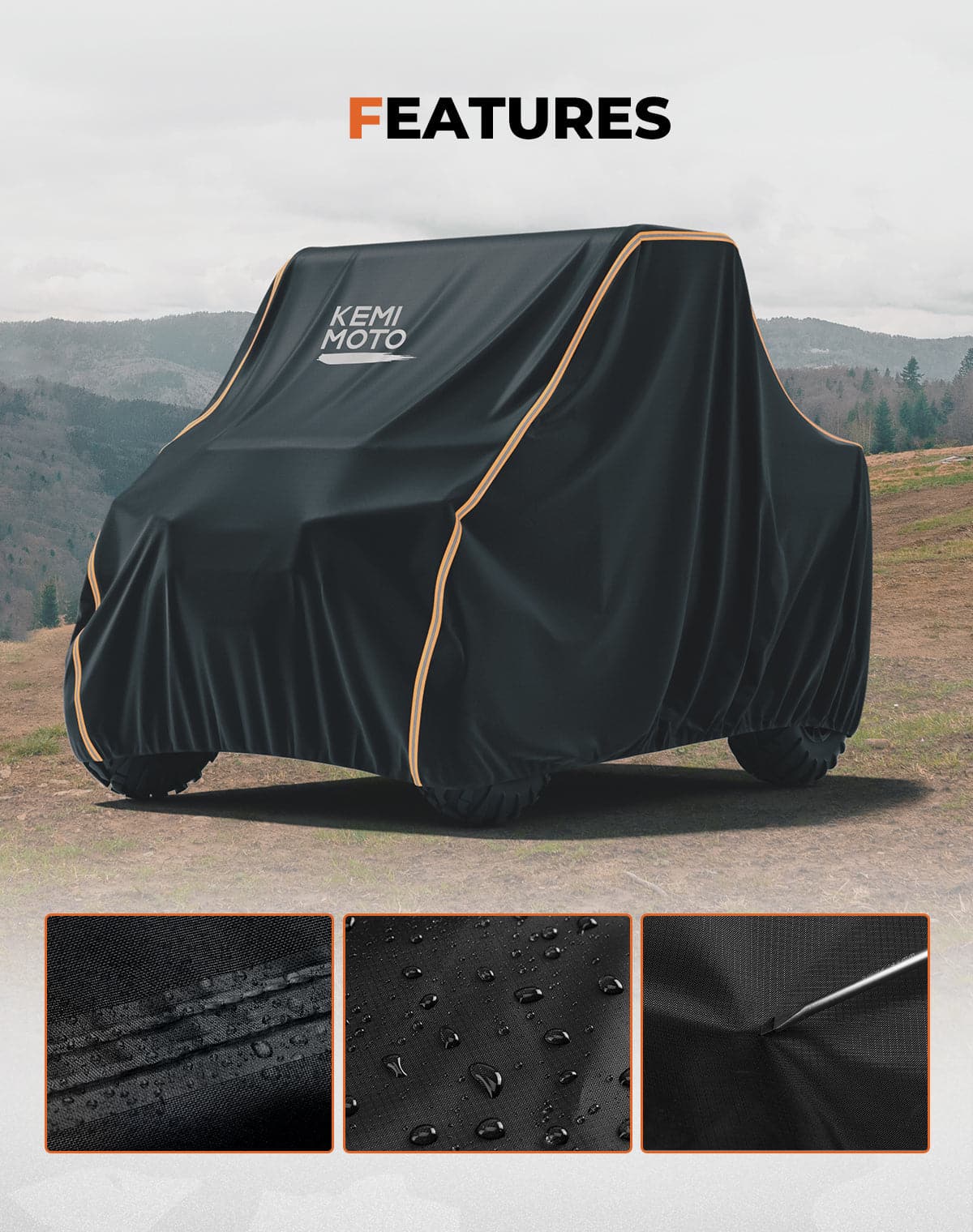 KEMIMOTO Telo UTV 2-3 Posti 420D Impermeabile con Borsa