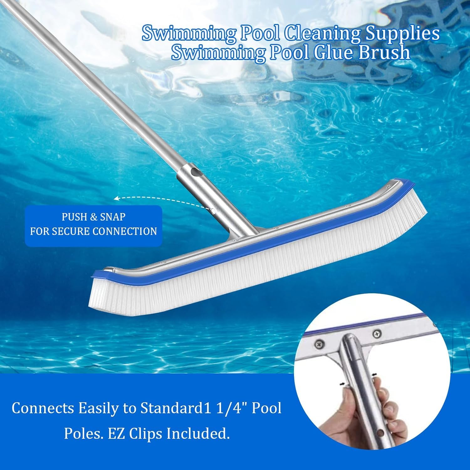 Kuuleyn Spazzola Piscina 18 Pollici Setole Acciaio Inox