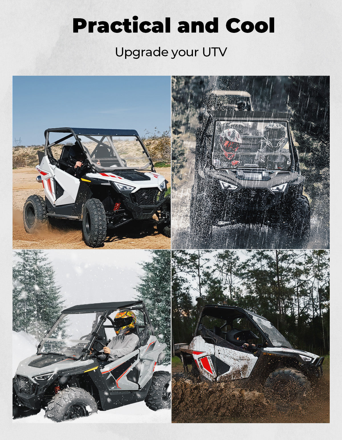 KEMIMOTO parabrezza pieghevole UTV per Polaris RZR 200