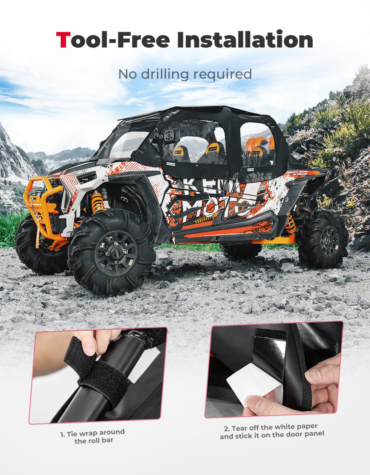 KEMIMOTO RZR XP 4 1000 porte superiori morbide nere