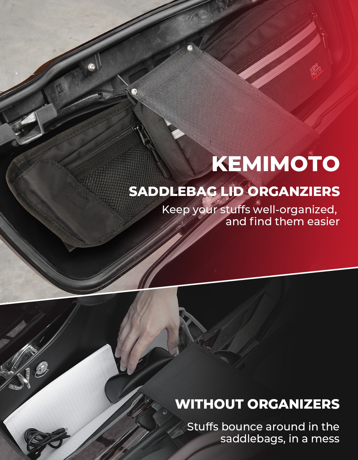 Kemimoto Touring organizer borse laterali 2 pezzi 3 tasche