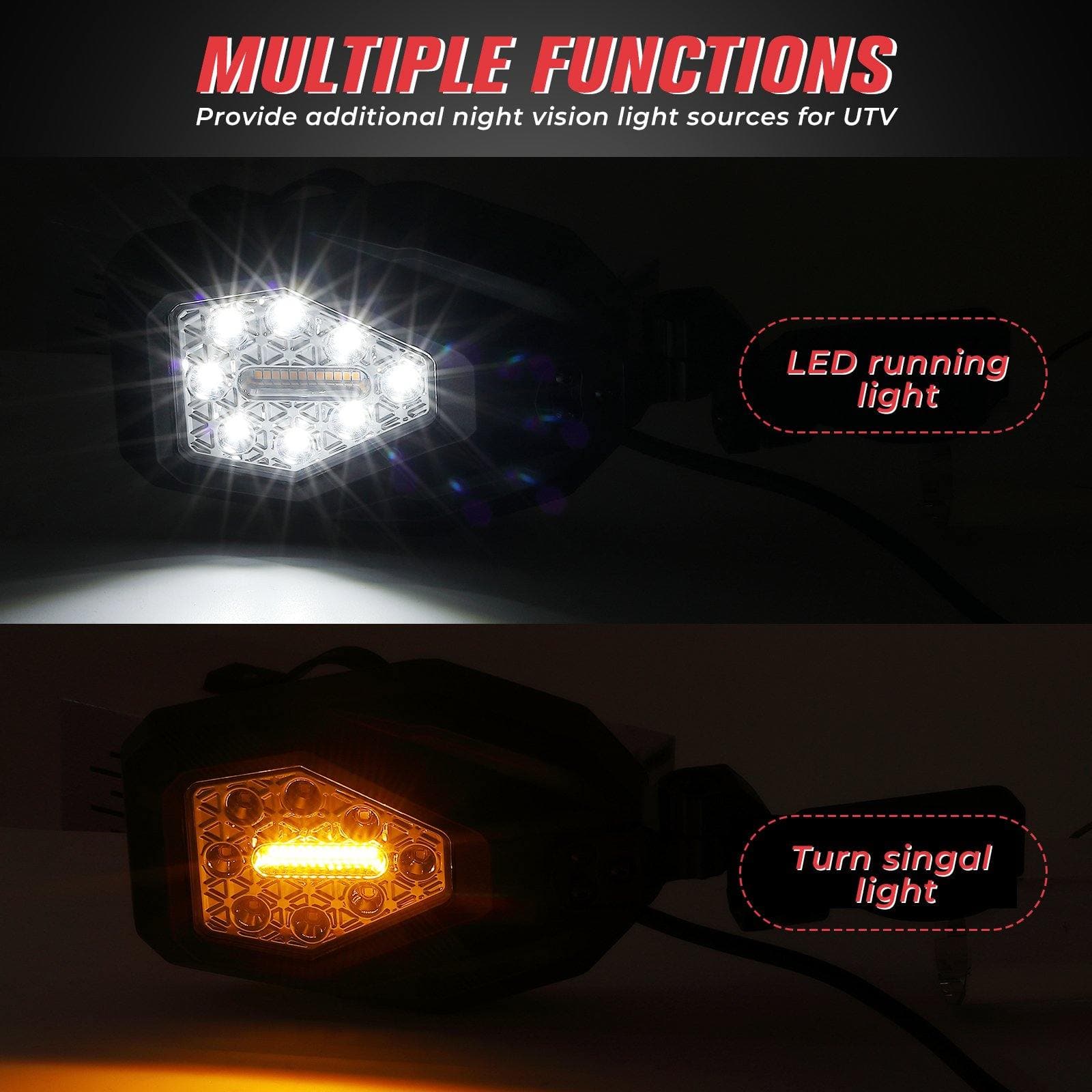 KEMIMOTO Specchi UTV con LED per Polaris Ranger regolabili
