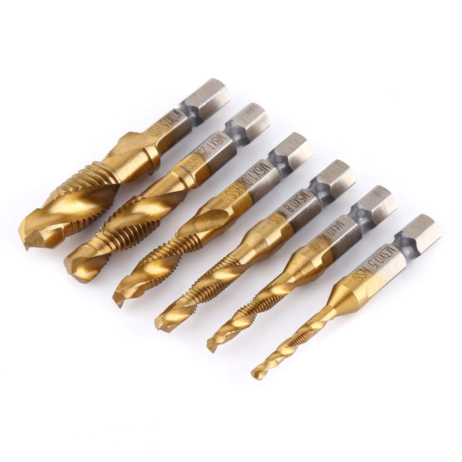 Kuuleyn Set Maschi M3-M10 6 Pezzi HSS Titanio Combinati