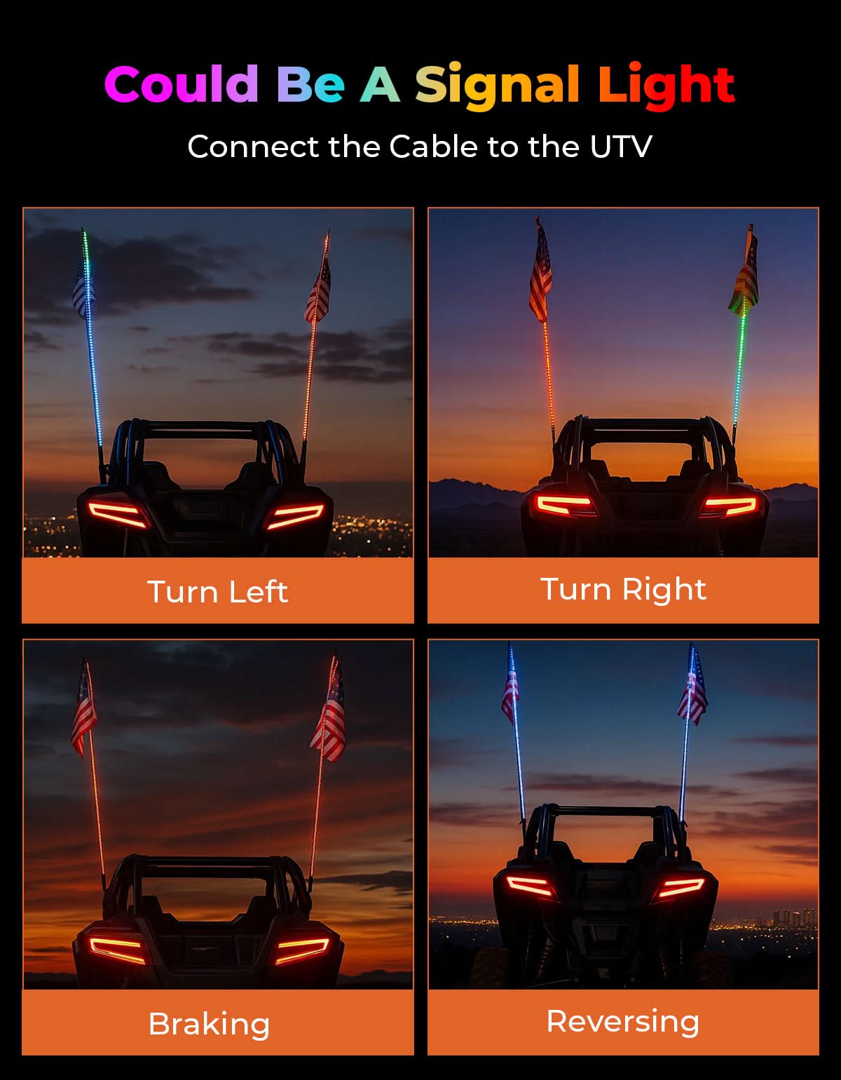 Kemimoto Whip Lights 3FT luci whip LED 2 pezzi controllo app