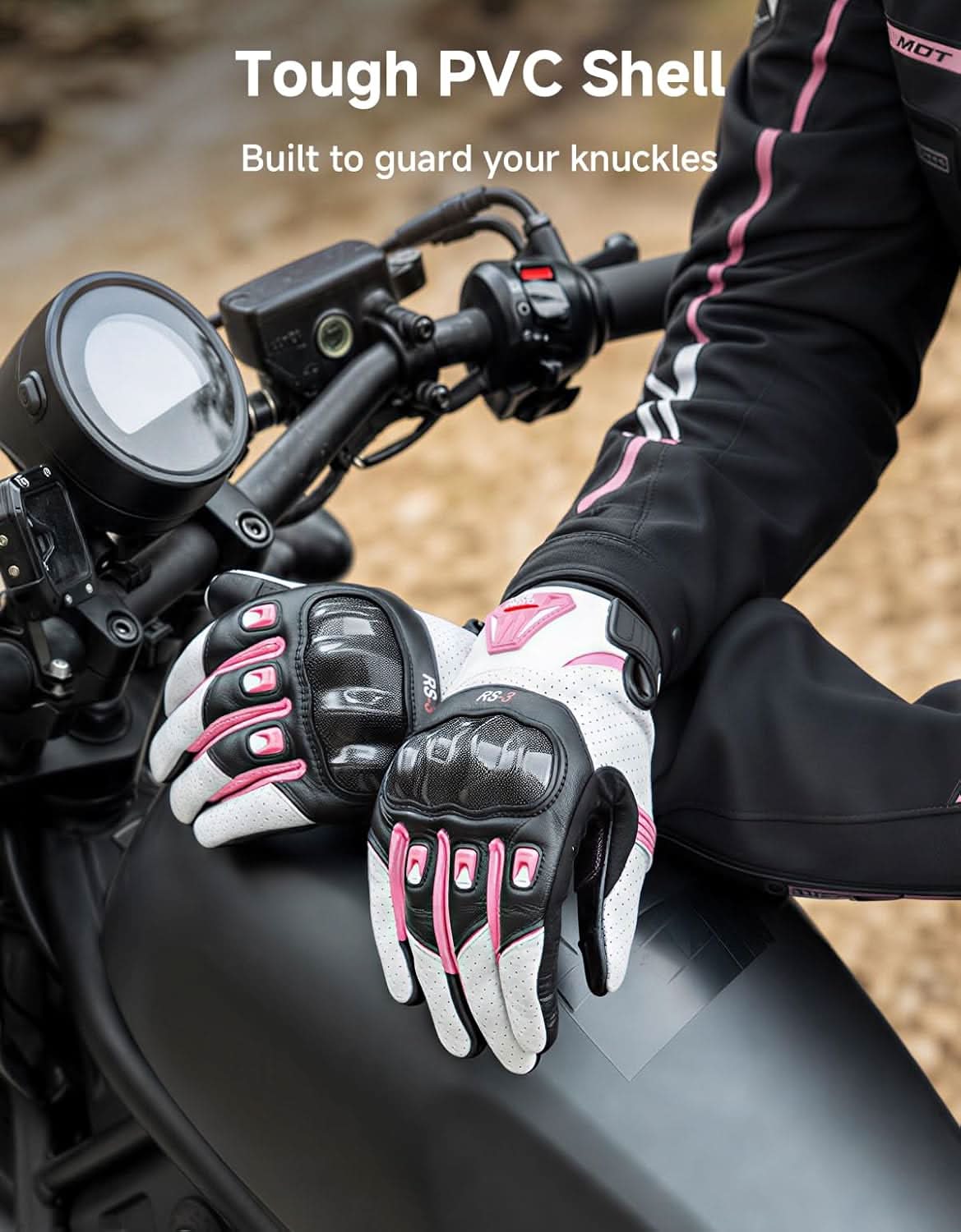 KEMIMOTO 2606 guanti moto donna pelle taglia M touchscreen