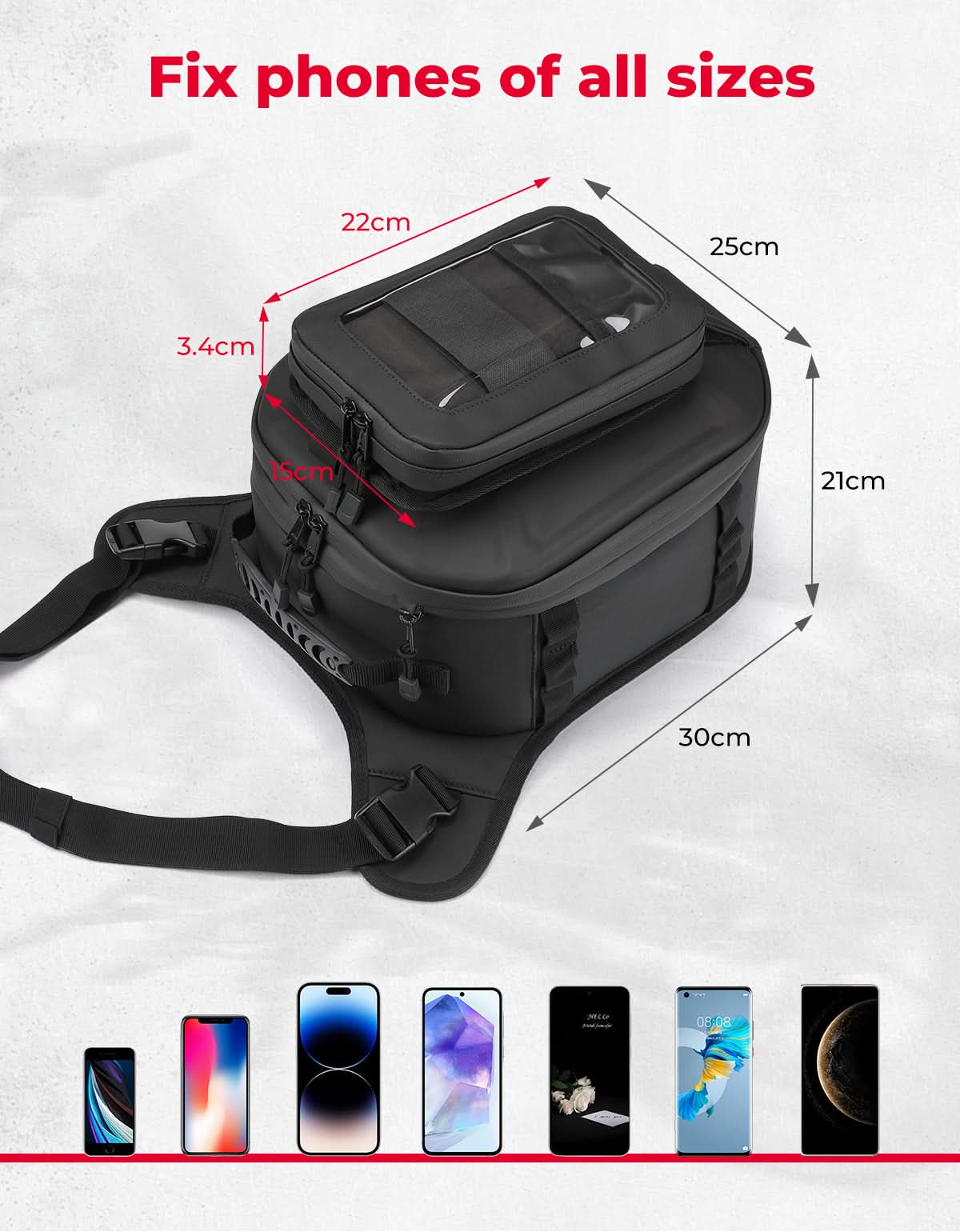 Kemimoto borsa serbatoio moto 13-16L rigida