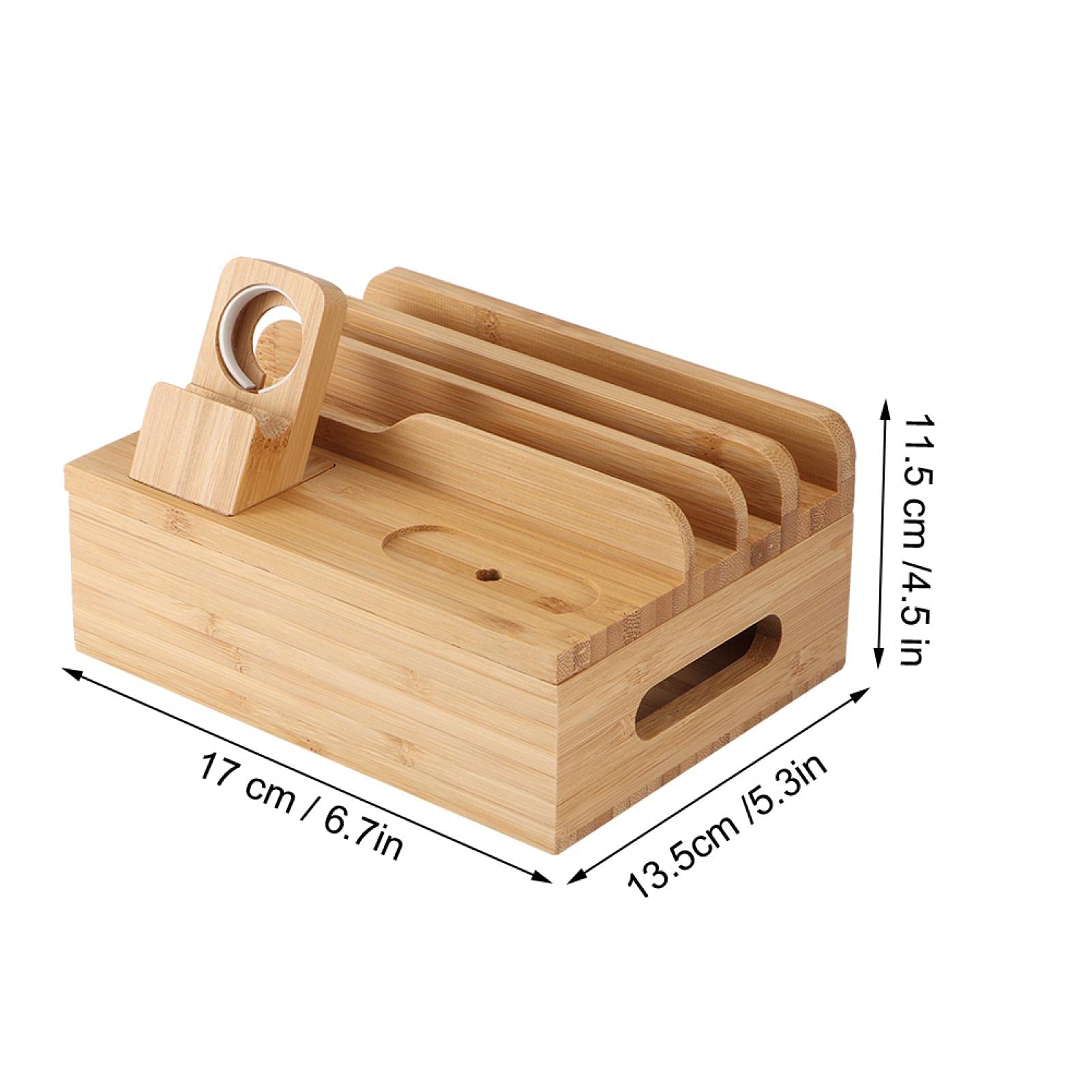 Kuuleyn Organizer Scrivania Bambù Porta Cellulare Orologio