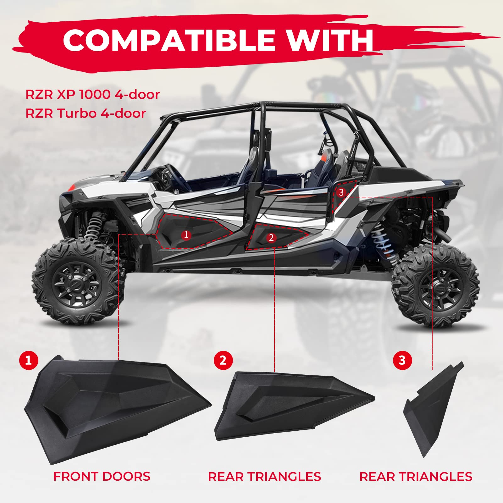 Kemimoto RZR XP4 1000 pannelli porta inferiori 4 porte antiramo