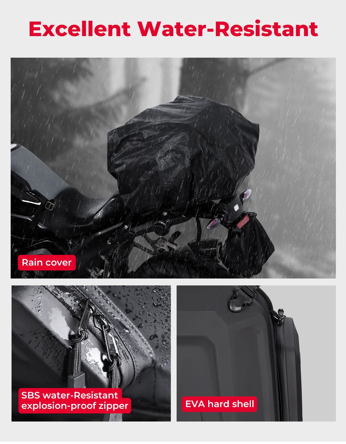 KEMIMOTO borsa posteriore moto rigida 23-35L impermeabile