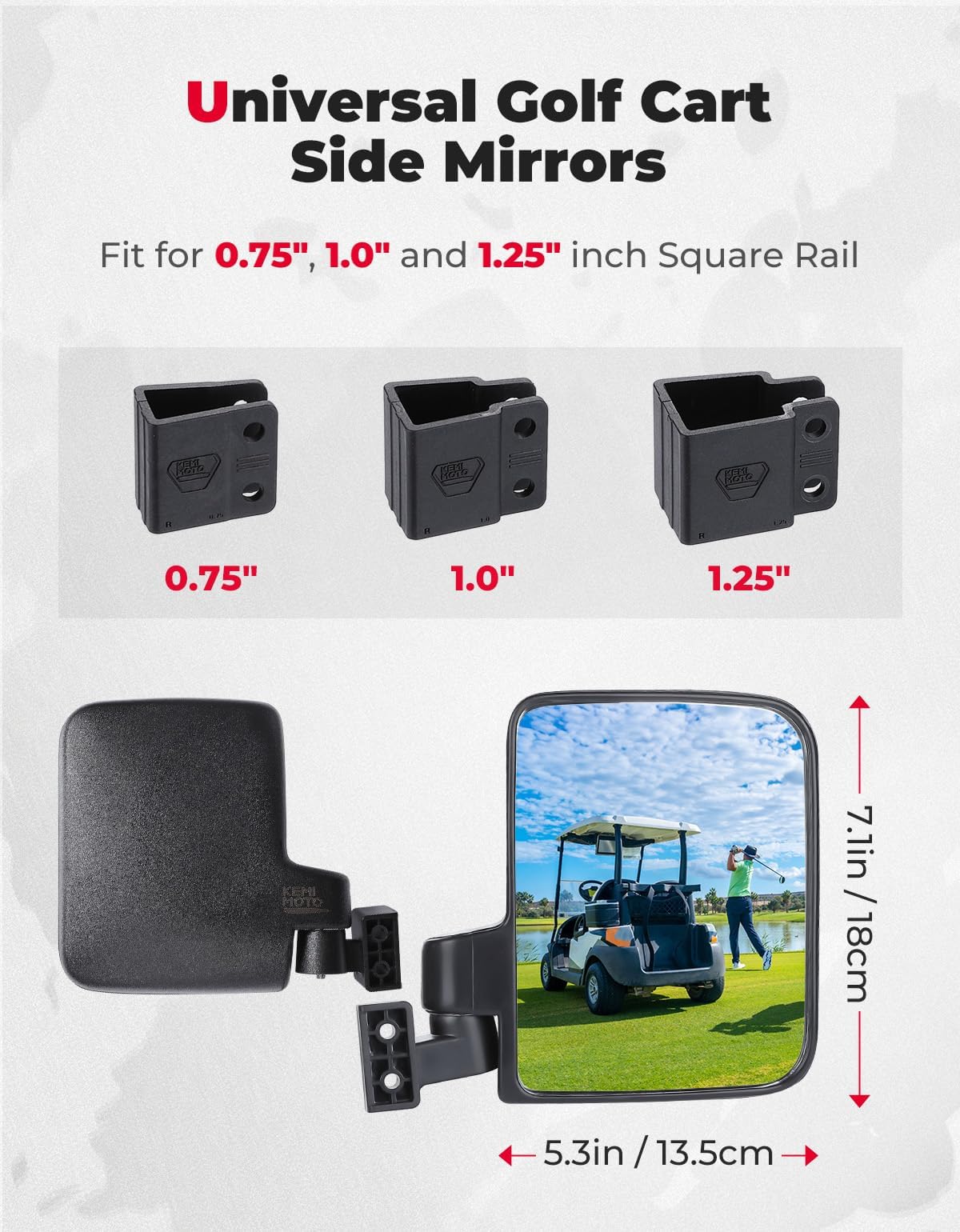KEMIMOTO Specchietti laterali golf cart no-foro coppia