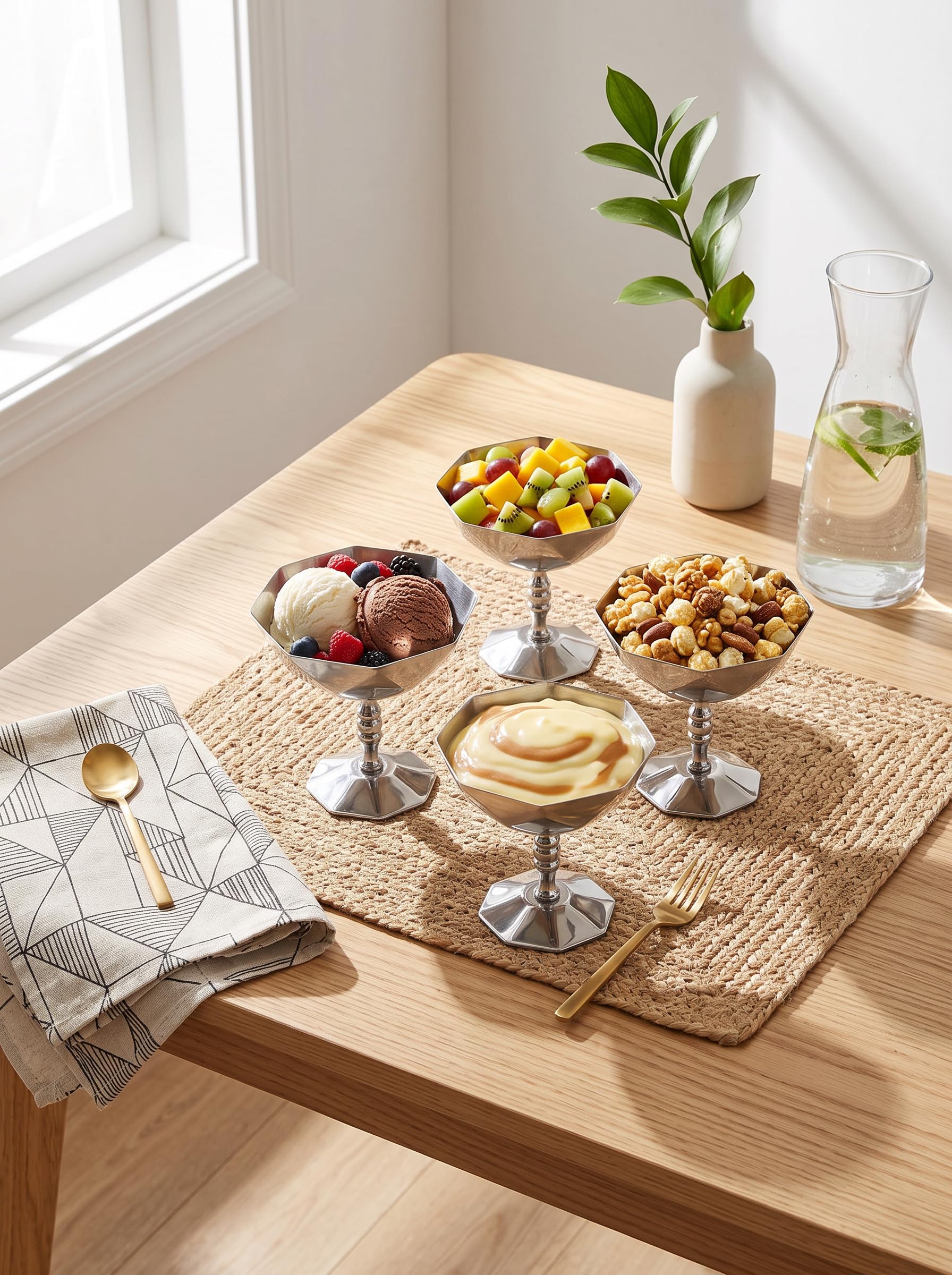 Hapivida coppa dessert acciaio inox base stabile set 2 pezzi