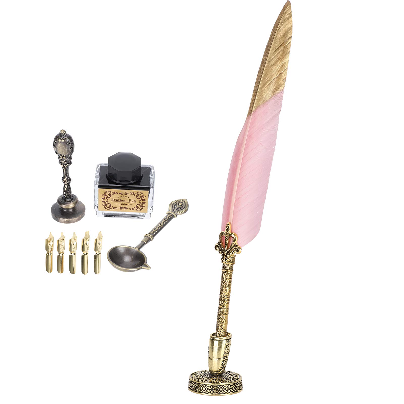 Kuuleyn Penna Piuma Calligrafia Vintage Rosa Pennino Oro