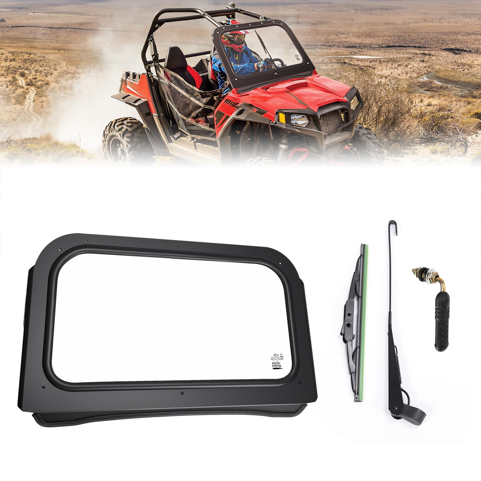 Kemimoto RZR 570 800 XP 900 parabrezza vetro tergicristallo