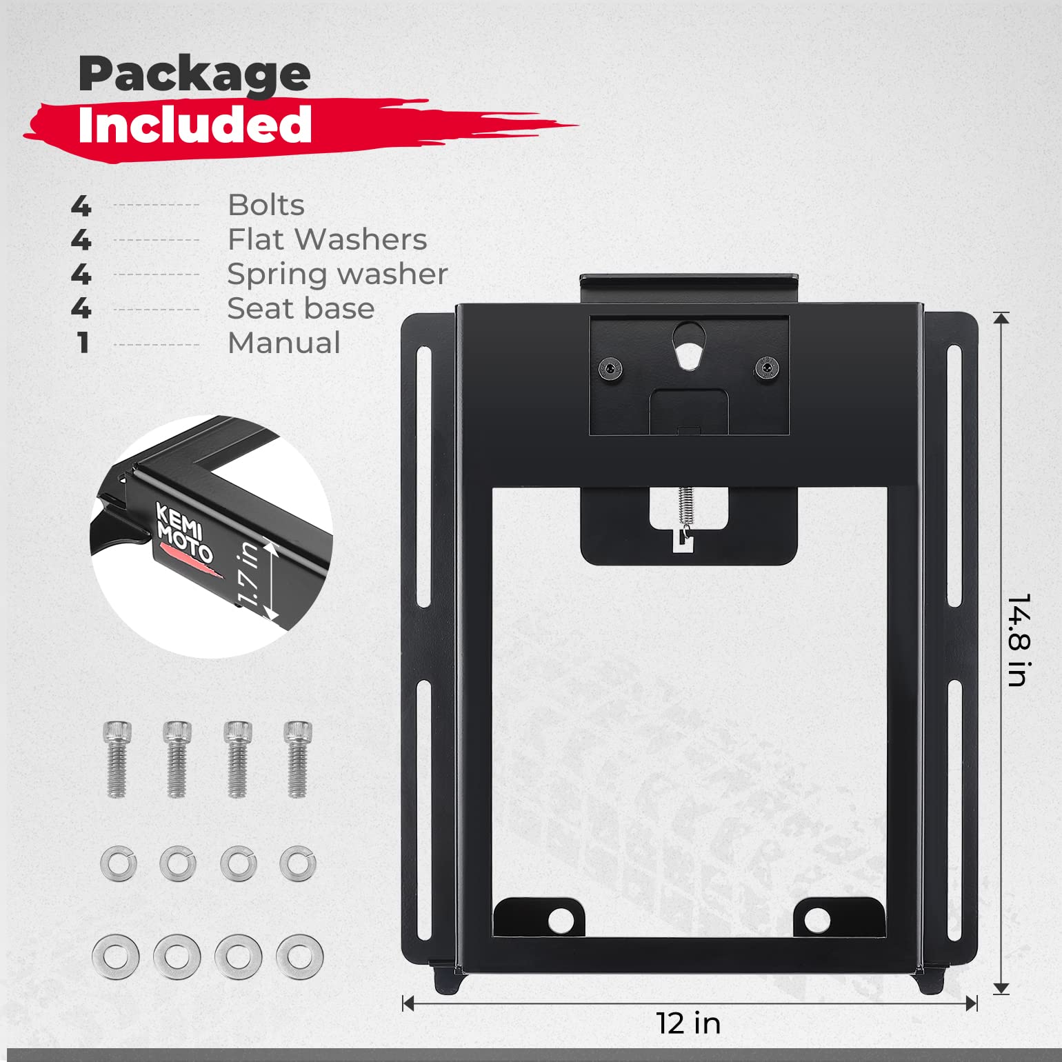 KEMIMOTO RZR Base Abbassamento Sedile UTV 1pz Ribassata 25mm