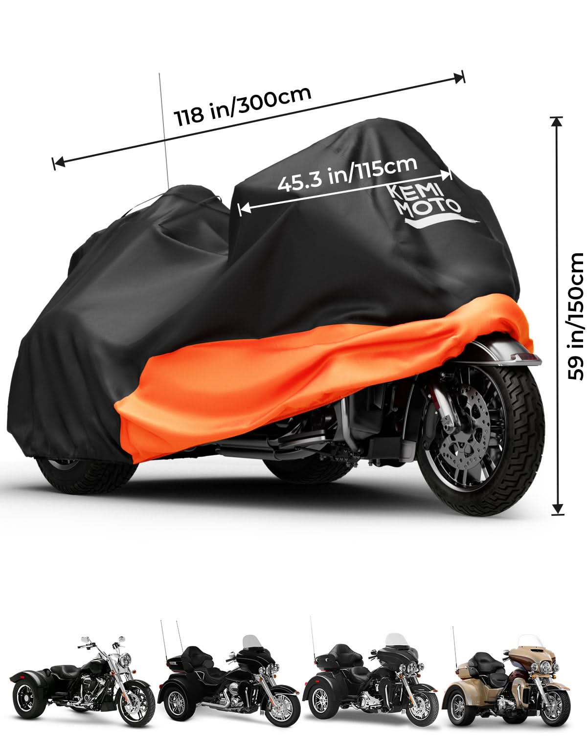 KEMIMOTO Trike Cover telo coprimoto 3 ruote impermeabile