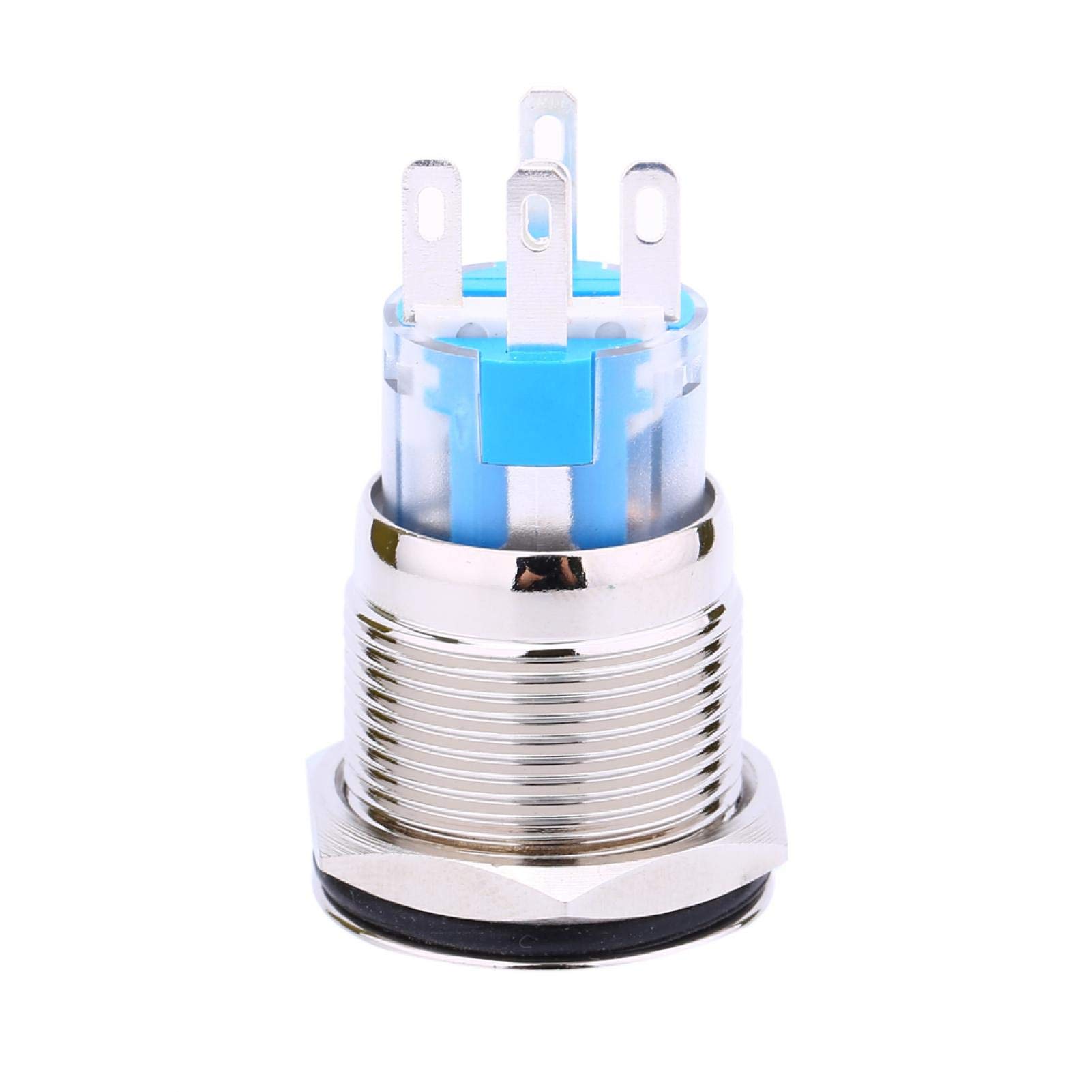 Kuuleyn Pulsante Metallo 12V LED Blu 19mm Impermeabile