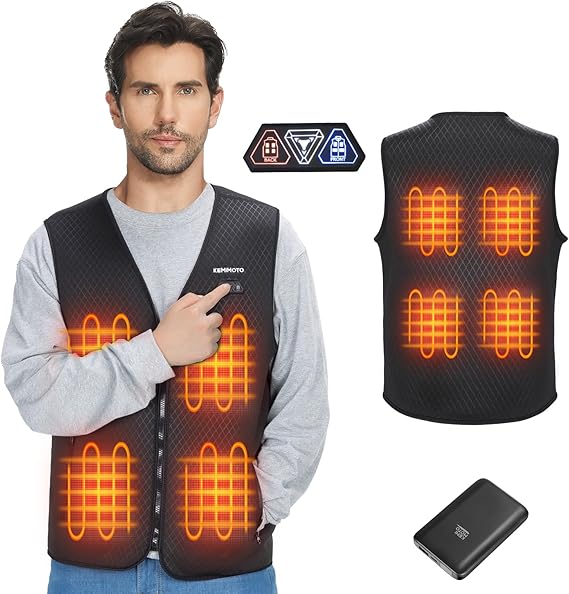 KEMIMOTO Gilet Riscaldato con Batteria 6 Zone Taglia L
