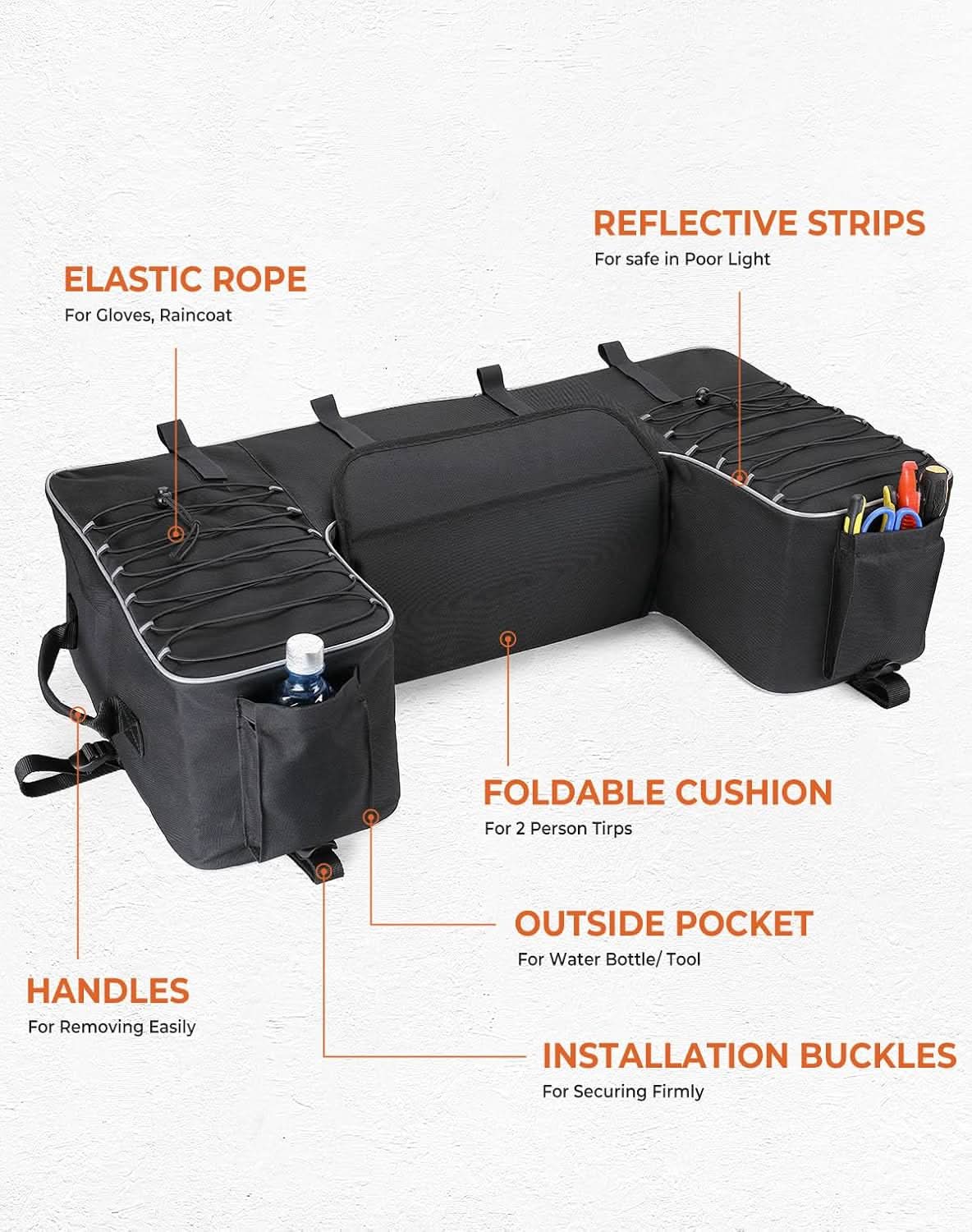 Kemimoto borsa posteriore ATV 55L con cuscino impermeabile