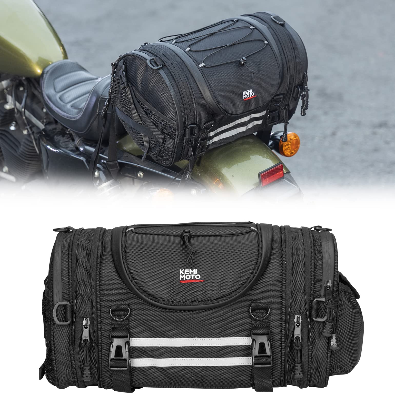 KEMIMOTO borsa posteriore moto 25L sissy bar espandibile
