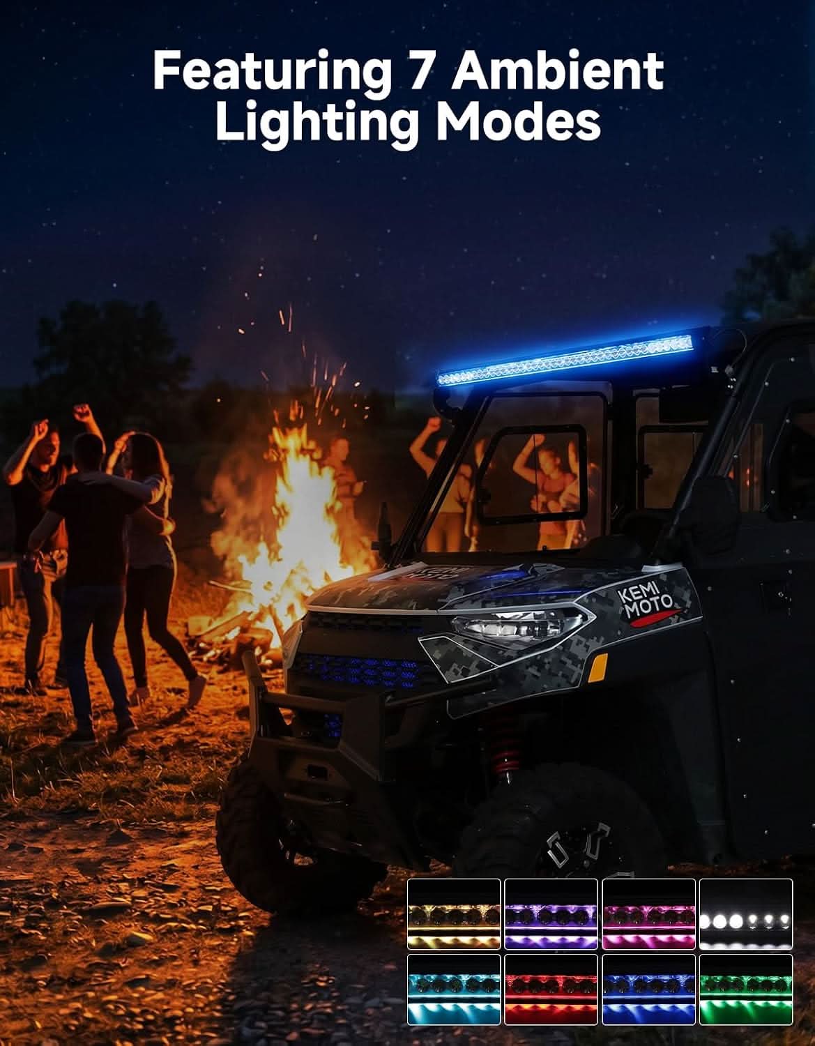 Kemimoto 50 Multi-Color Curved barra LED Ranger IP67