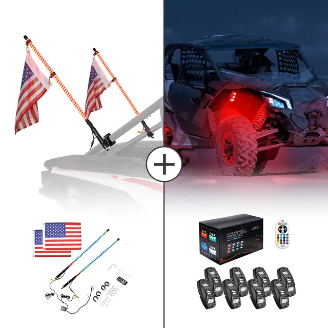 KEMIMOTO COB 3FT whip light LED UTV ATV RGB