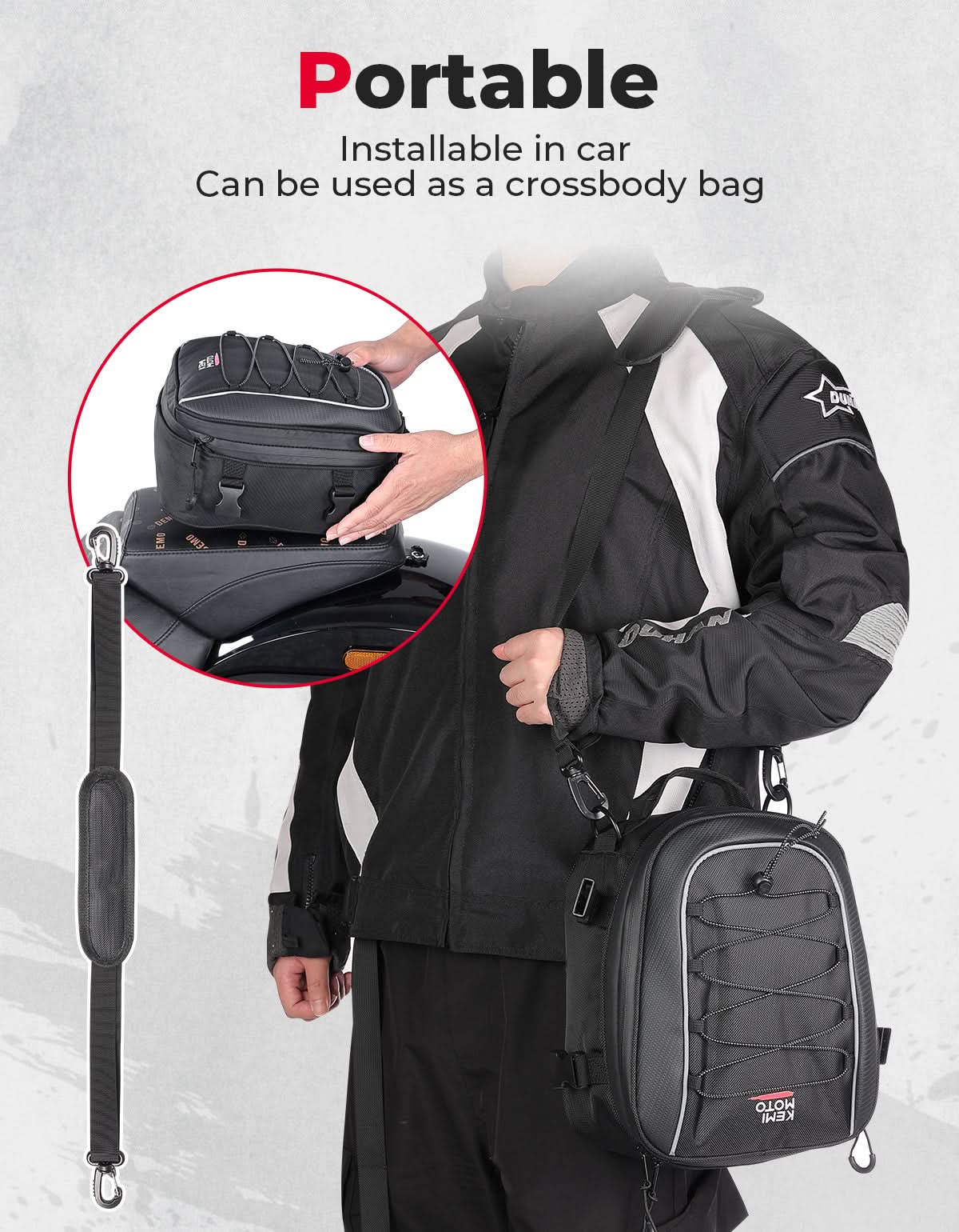 Kemimoto 7-14L borsa codone moto espandibile impermeabile