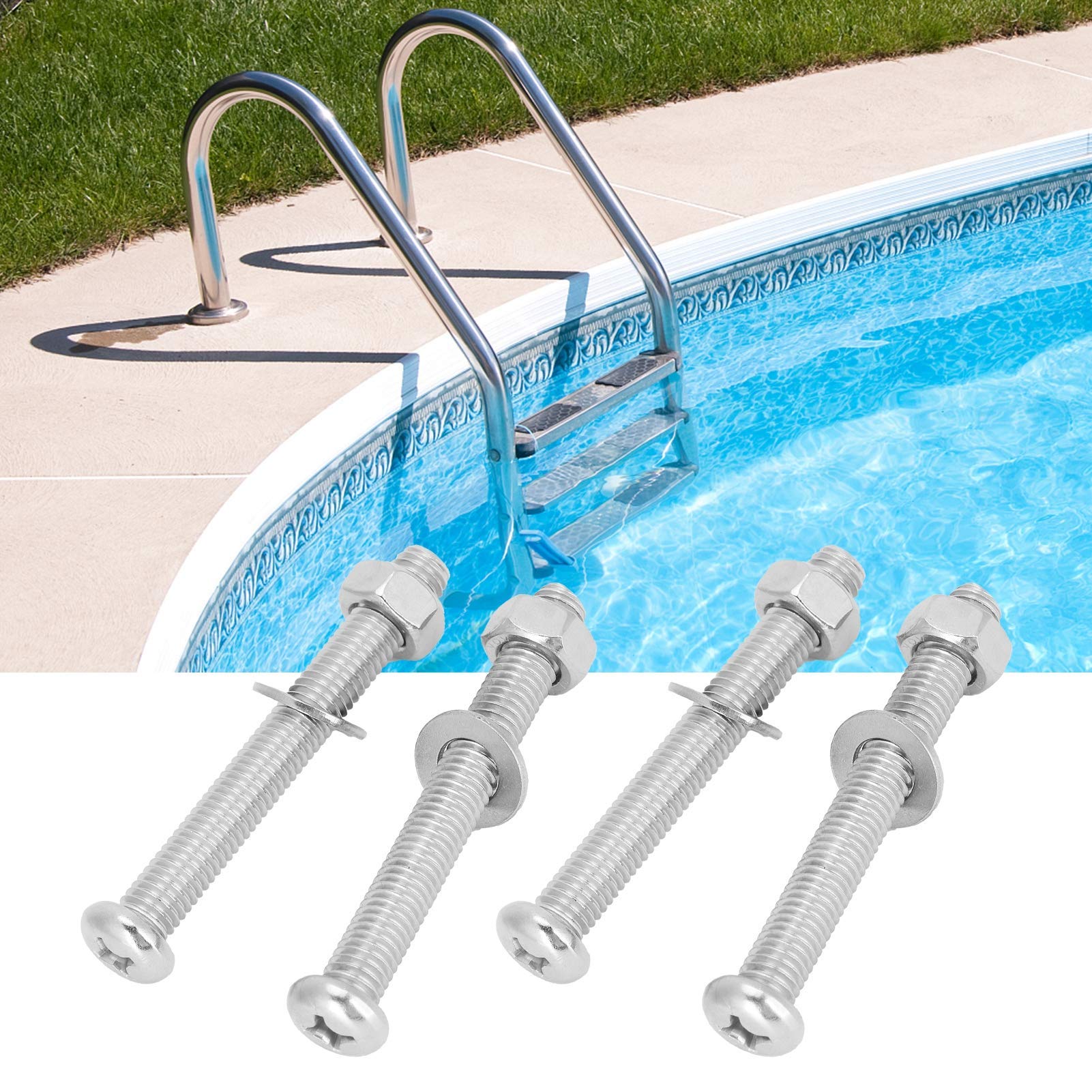 Hapivida Kit Bulloni Scala Piscina Inox 12 Pezzi 67 mm