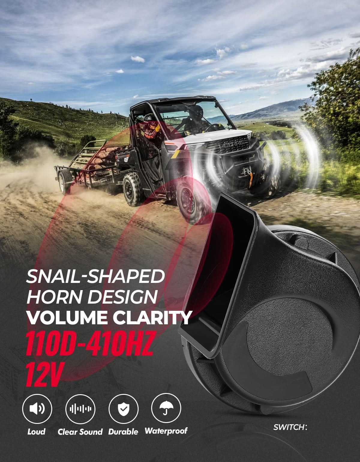 KEMIMOTO Kit frecce UTV ATV universale con clacson 110 dB