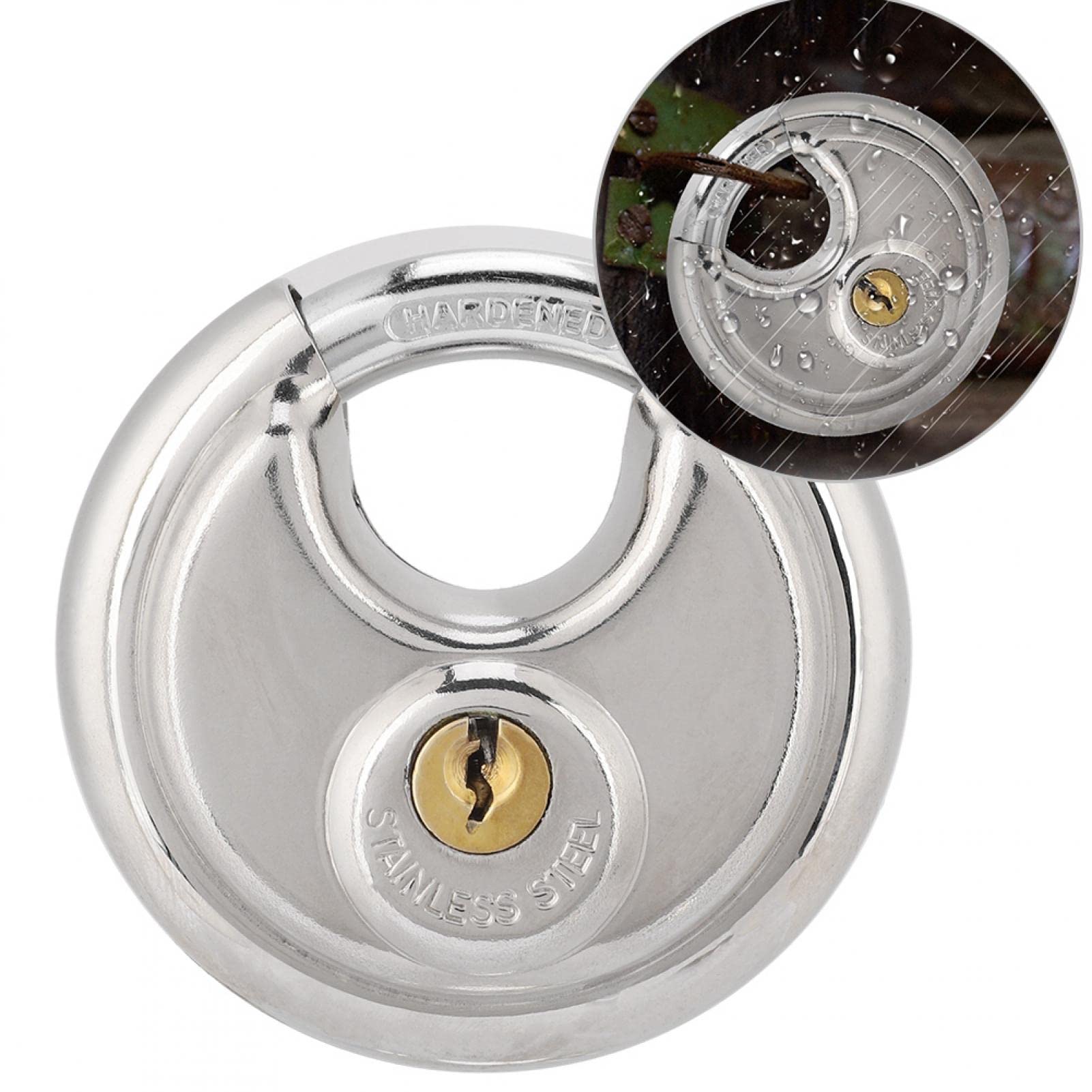 Kuuleyn lucchetto a disco in acciaio inox 2 chiavi antiruggine