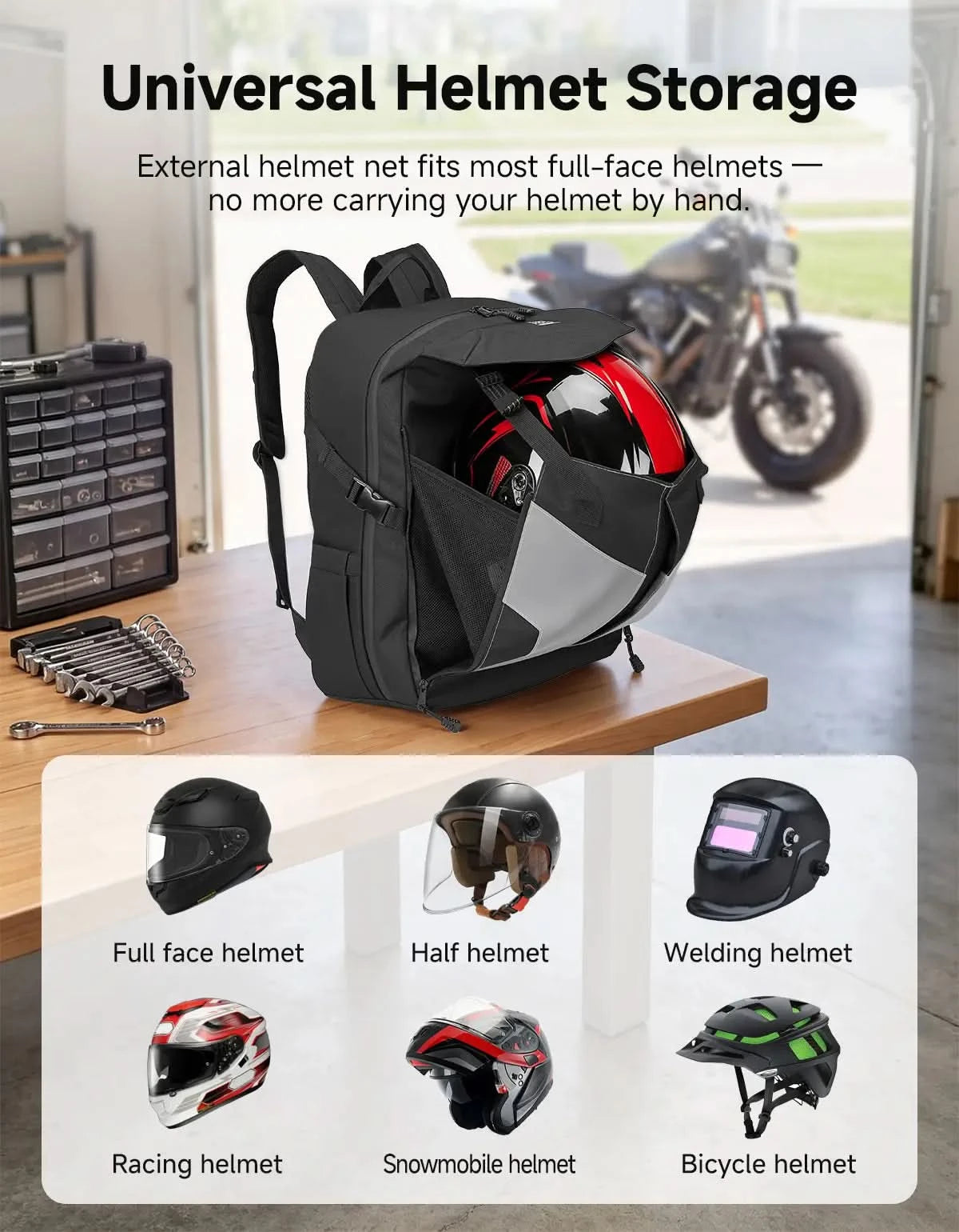 Kemimoto 30L zaino moto riflettente porta casco