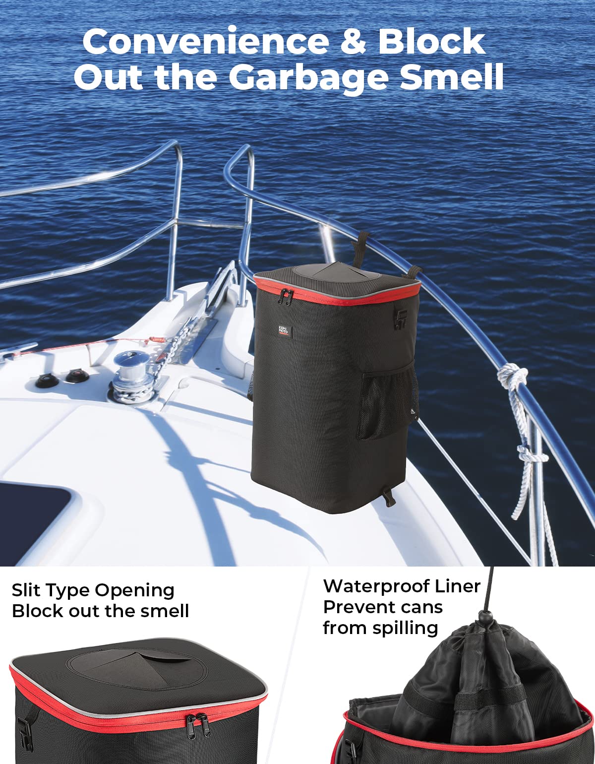 KEMIMOTO pattumiera barca portatile 600D nera