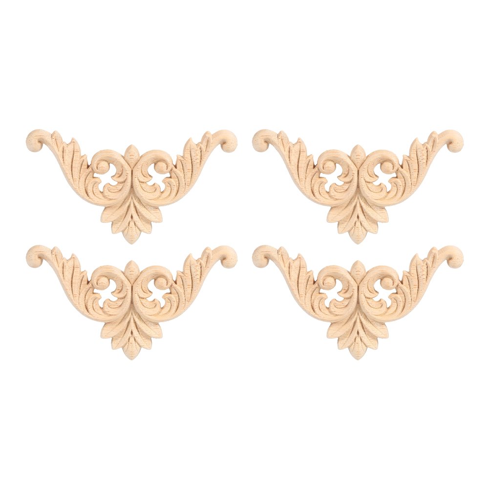 Kuuleyn Applique Legno Fiore 12x12 4 Pezzi Grezze da Verniciare