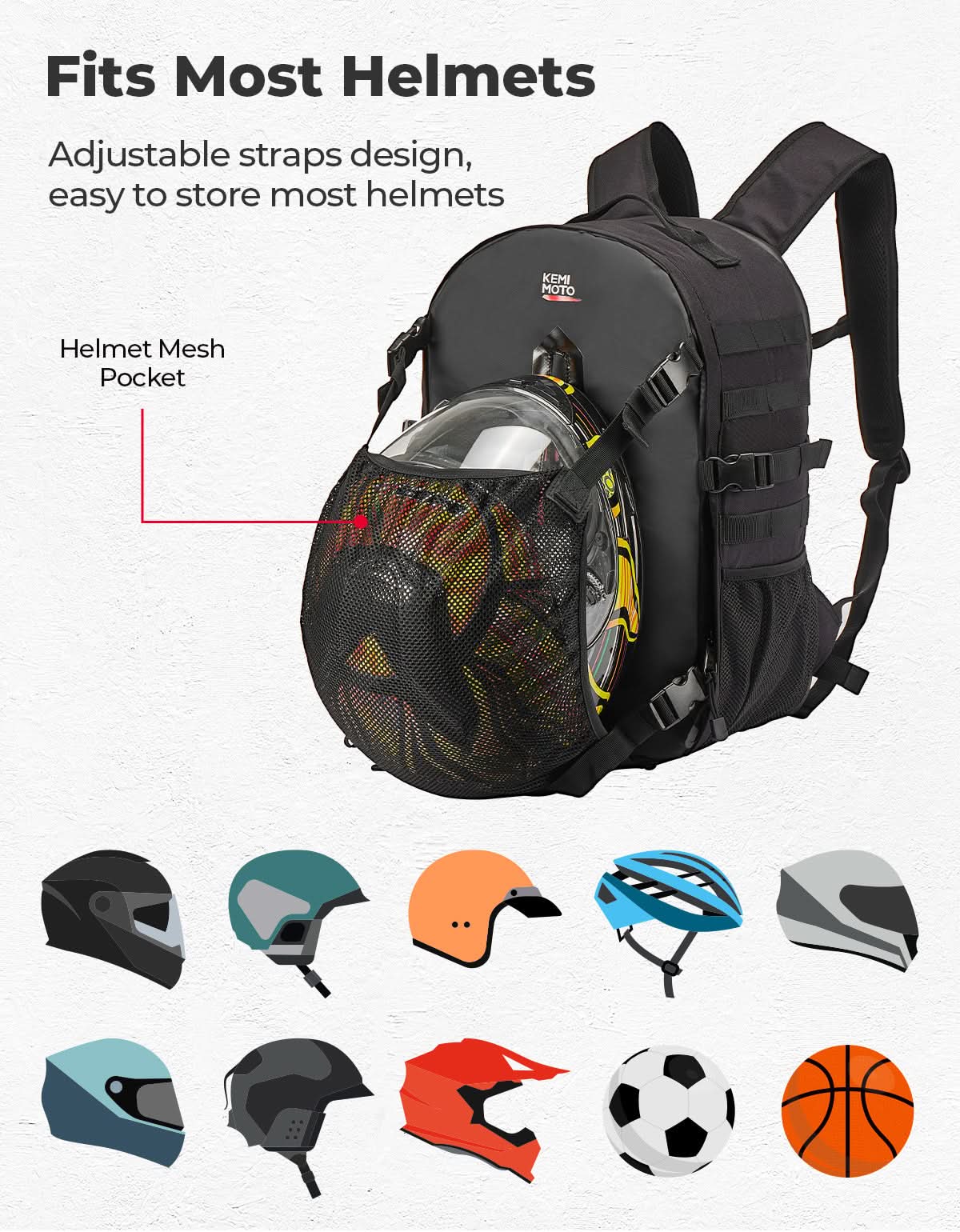 KEMIMOTO zaino porta casco impermeabile 27-35L