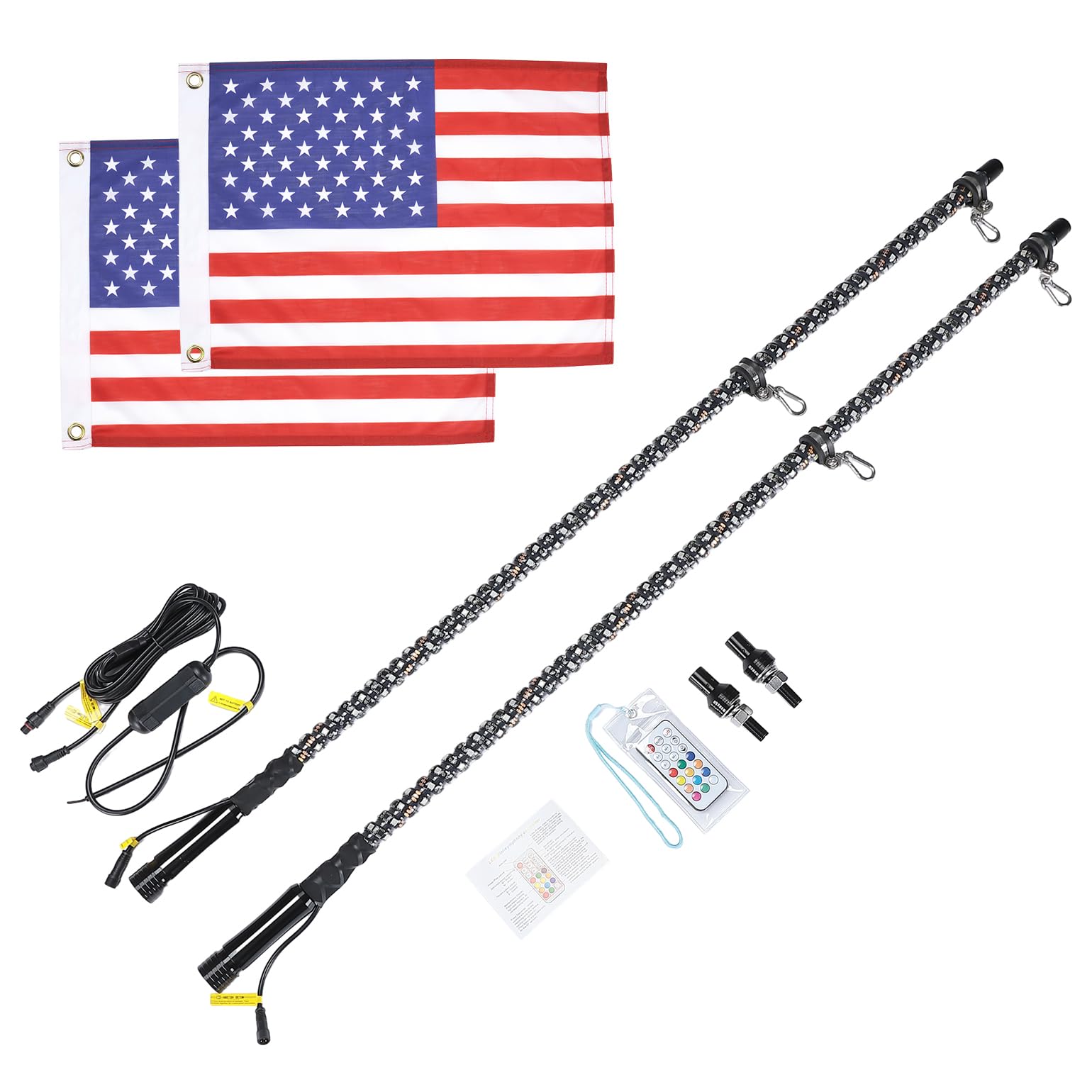 KEMIMOTO Whip Lights UTV LED spirale 2pz 5FT RGB telecomando