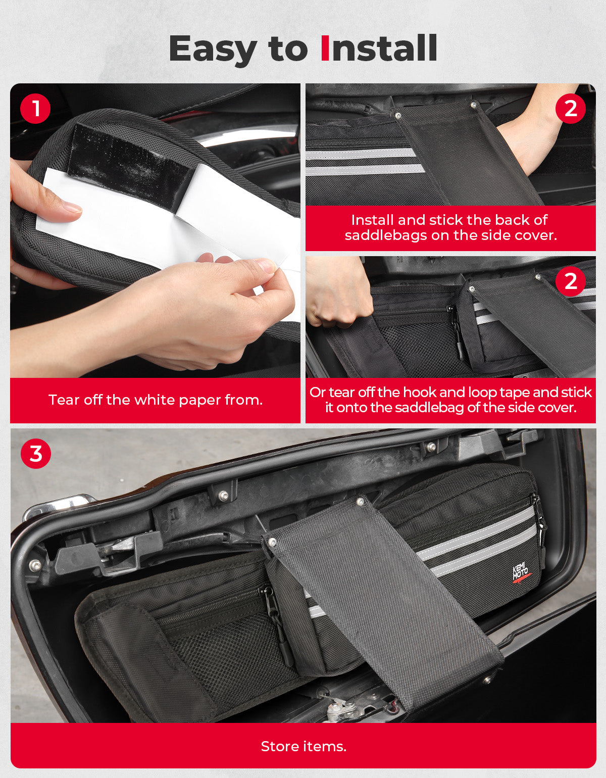 Kemimoto Touring organizer borse laterali 2 pezzi 3 tasche