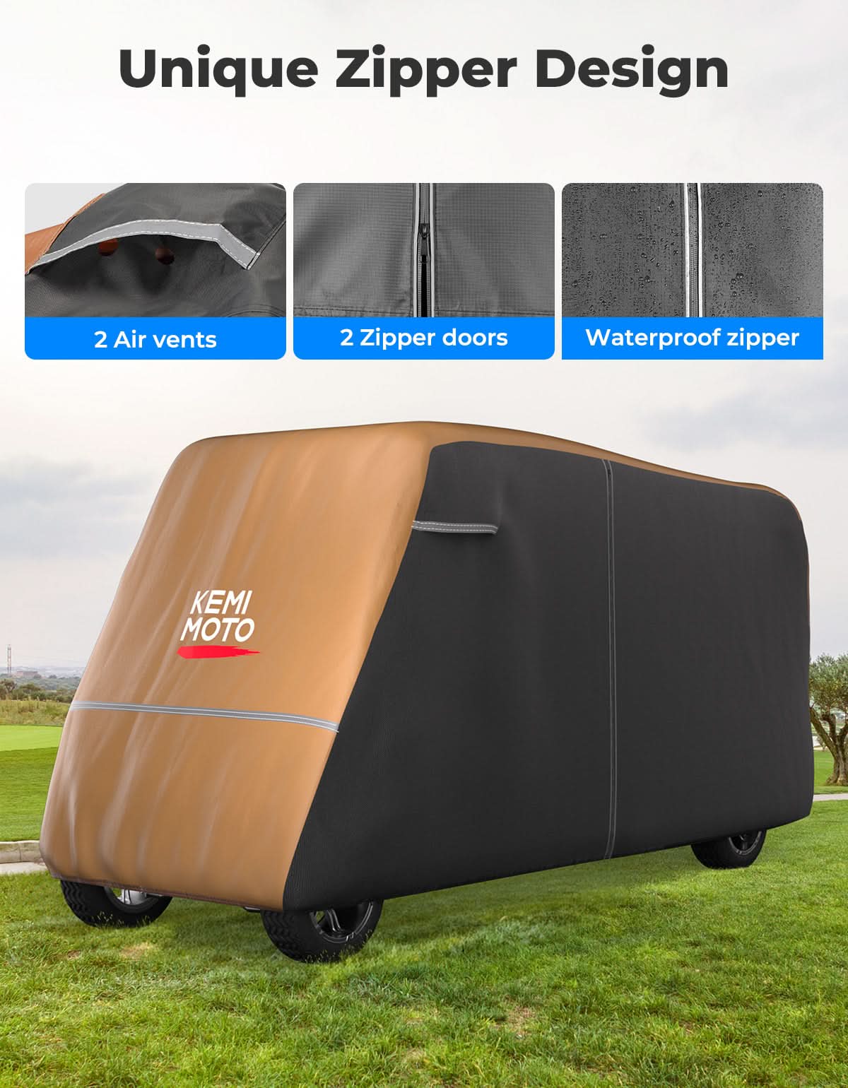 Kemimoto telo golf cart 2 posti grigio impermeabile
