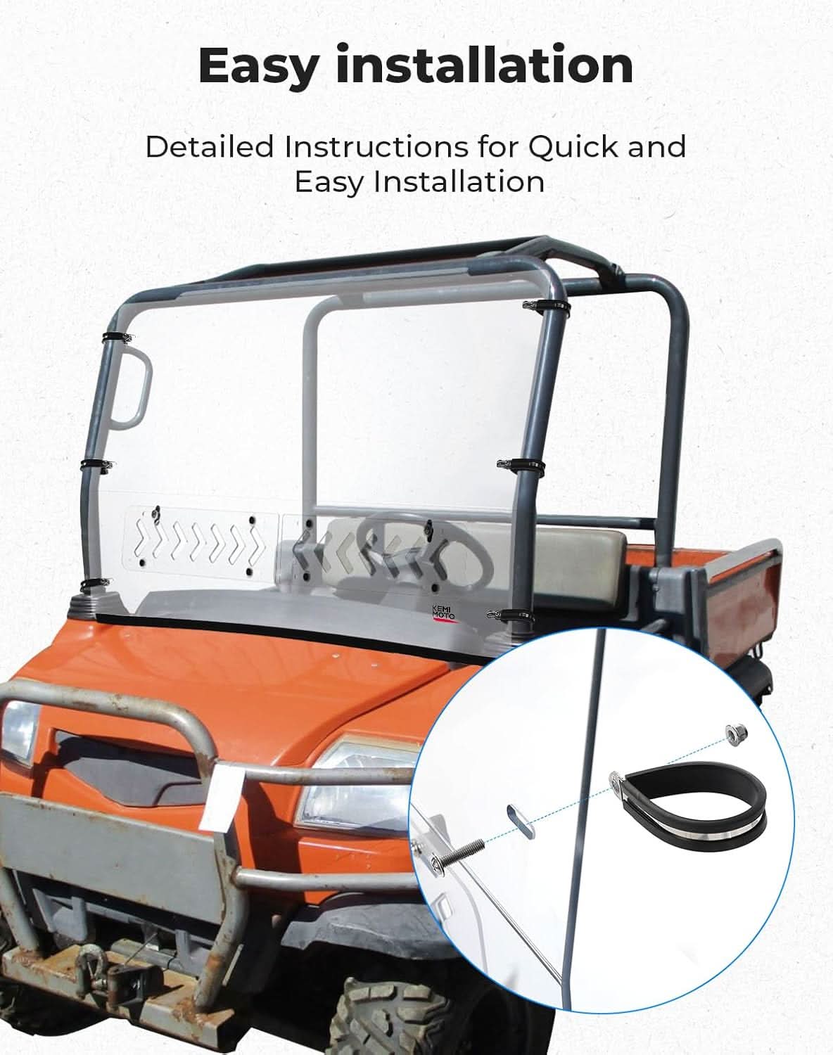 KEMIMOTO parabrezza anteriore Kubota RTV X900 X1120 con prese