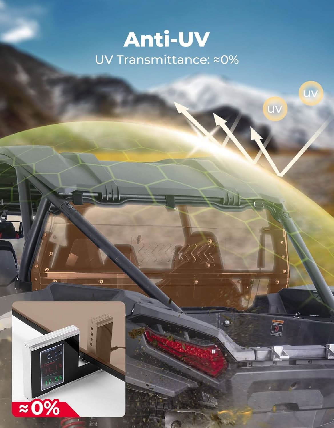 KEMIMOTO RZR XP 1000 parabrezza posteriore ventilato oscurato